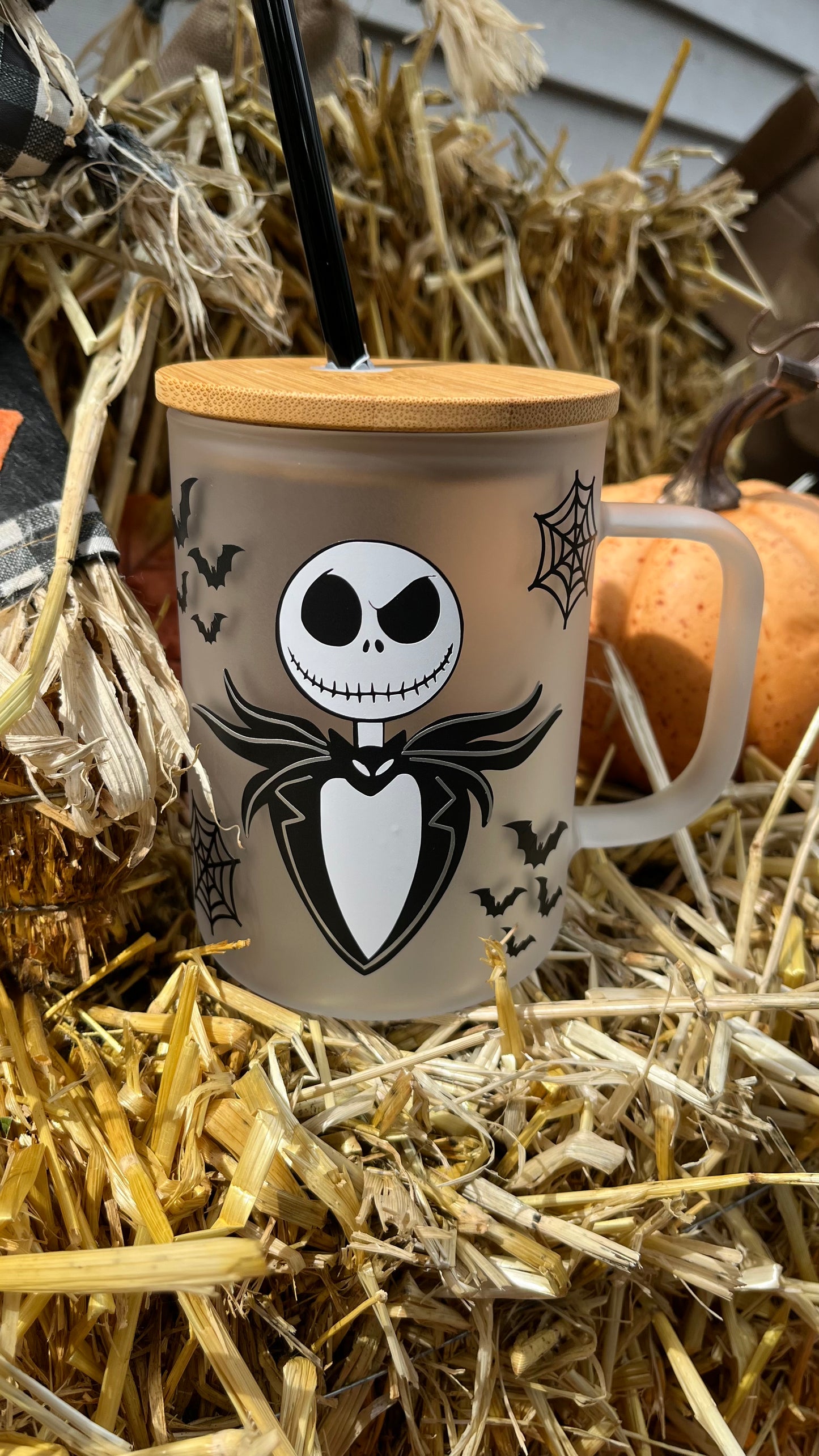 Jack Skellington frosted glass mug