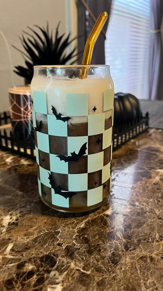 checkered iced coffee ghost