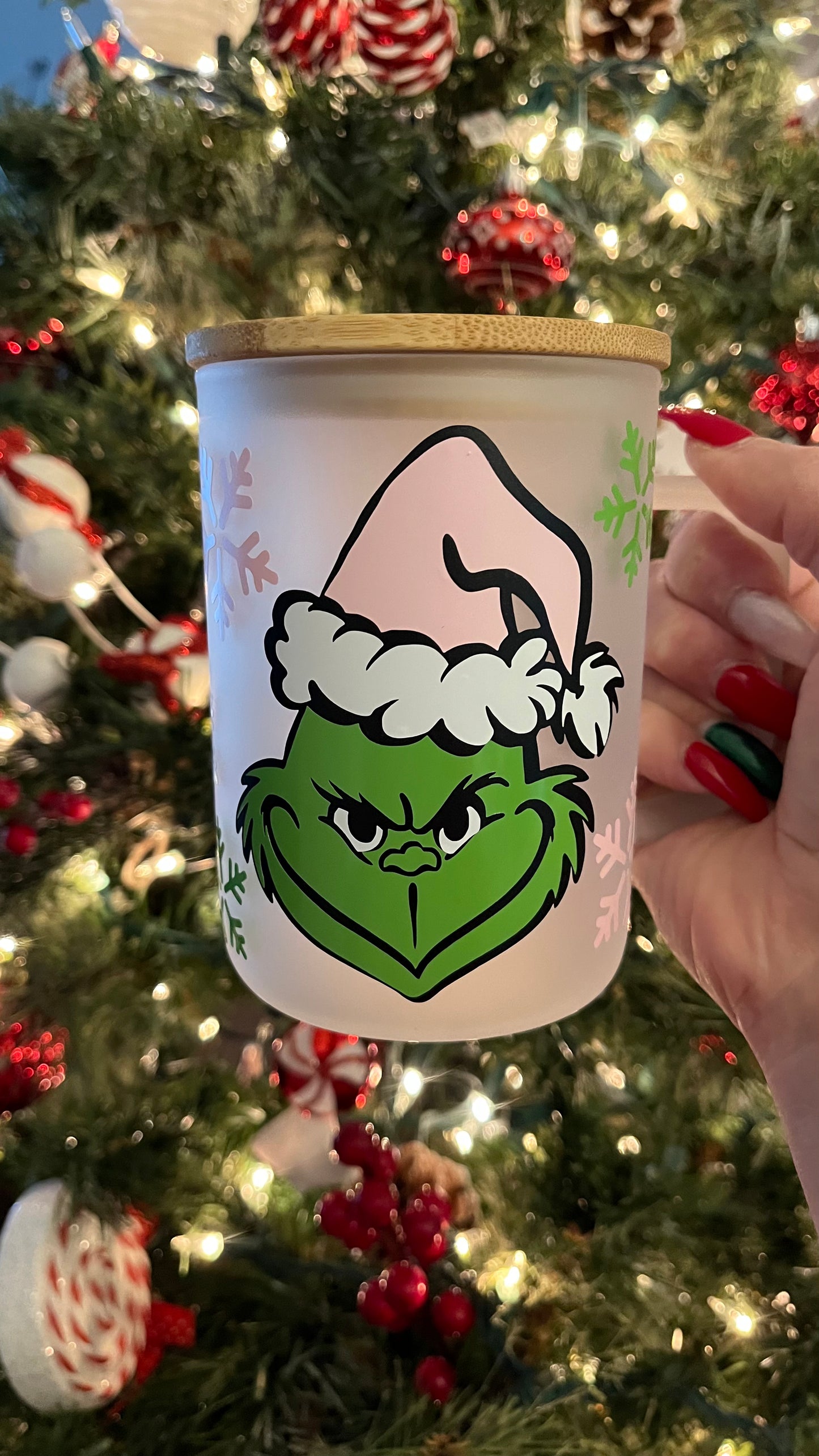 Grinchmas frosted glass mug