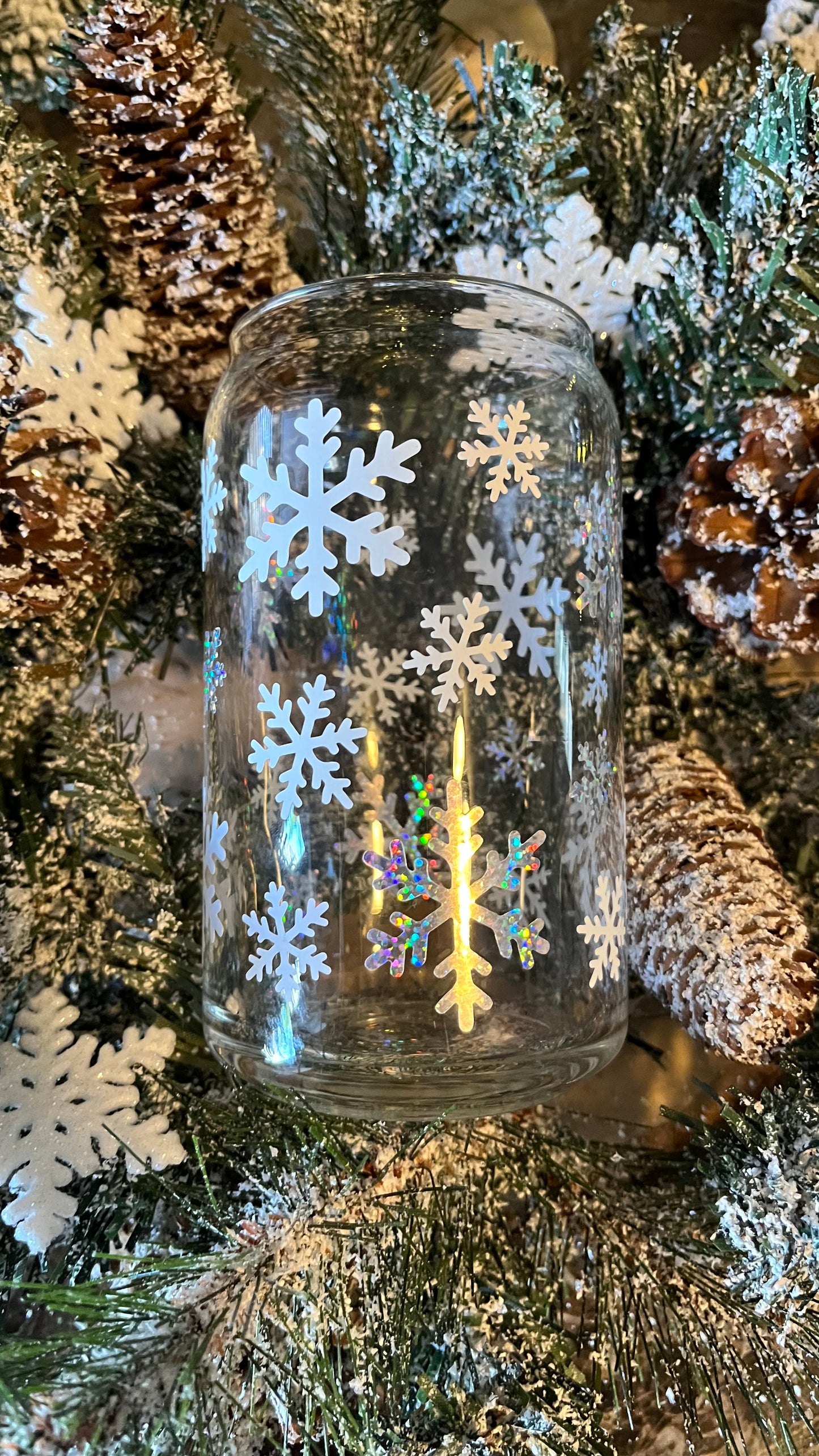 Snowflake glass cup