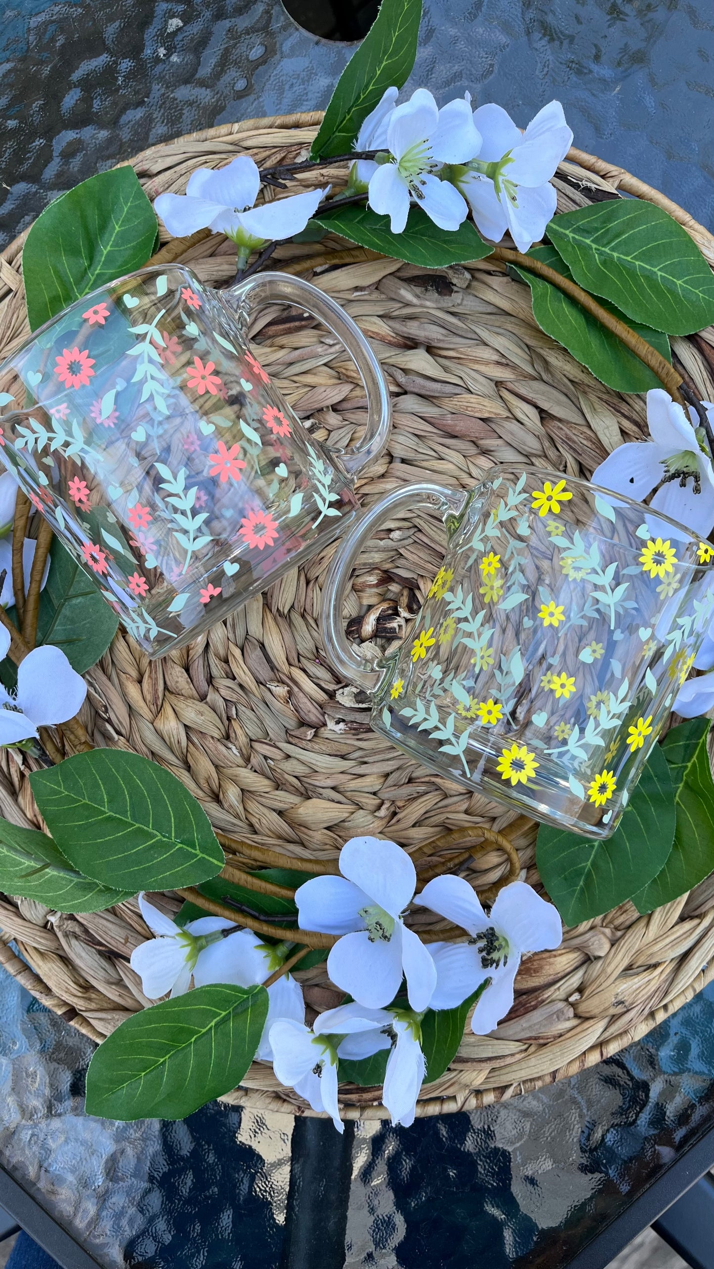 Spring flowers glass mug