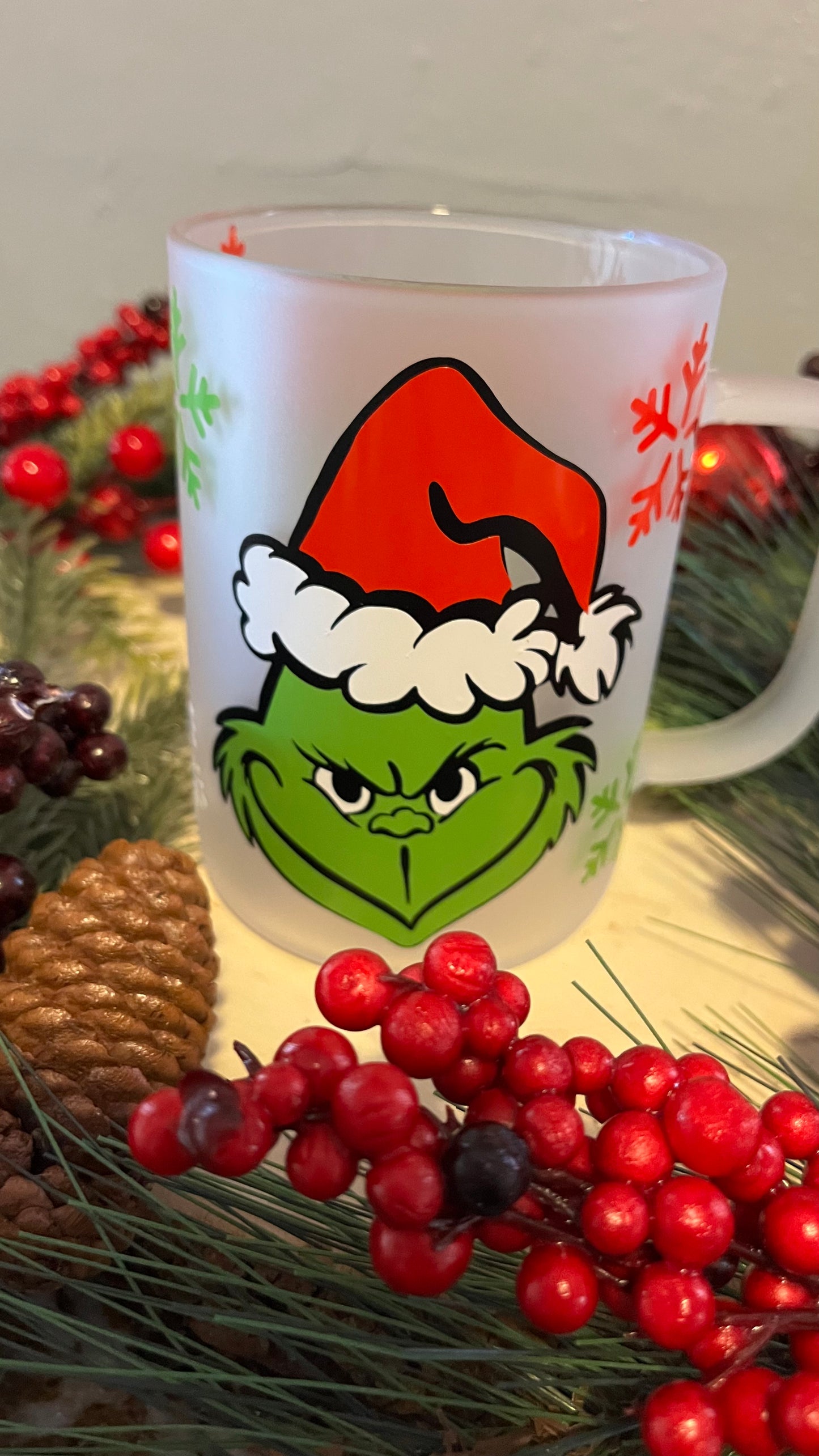 Grinchmas frosted glass mug