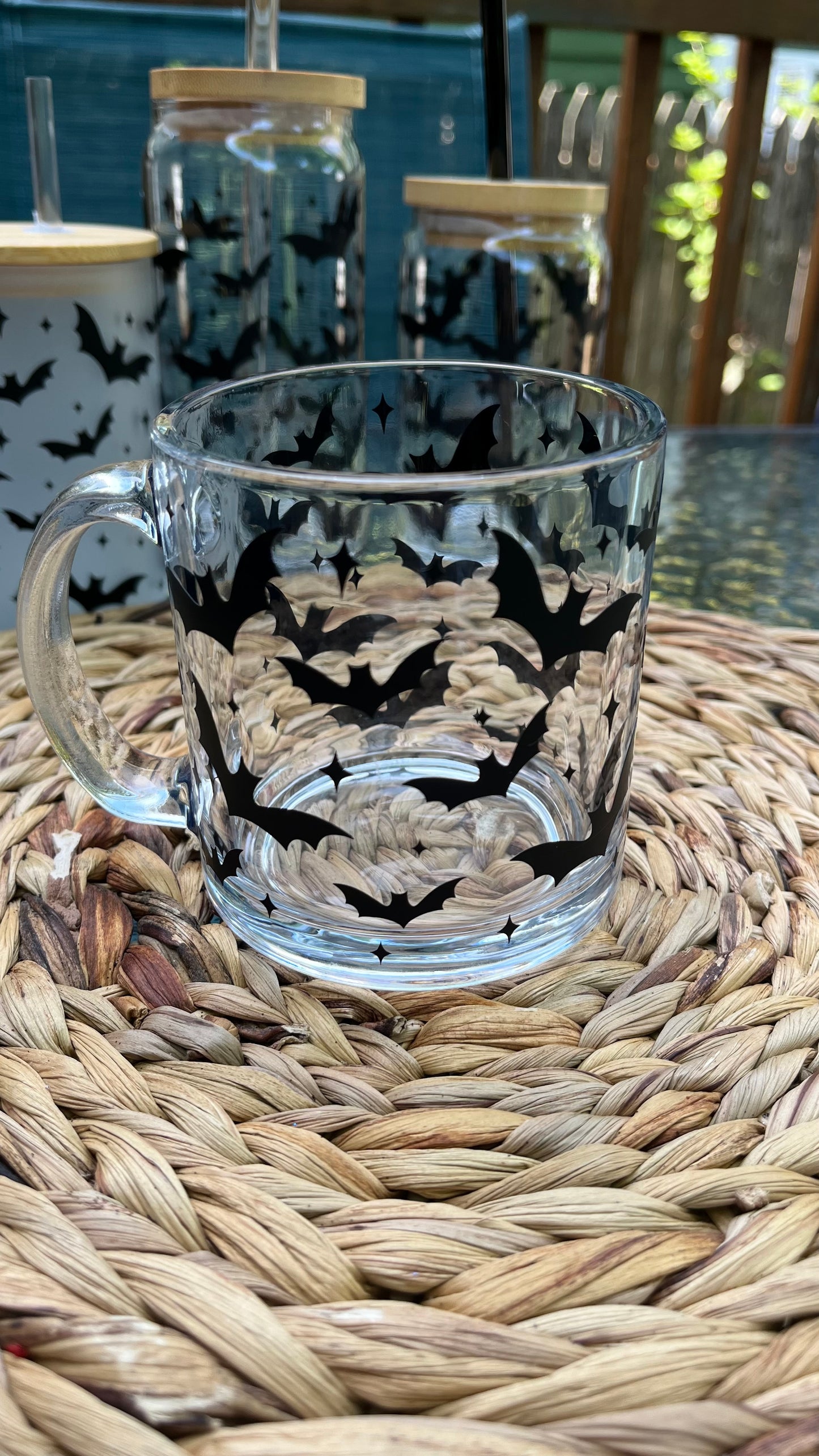 Spooky bats glass mug