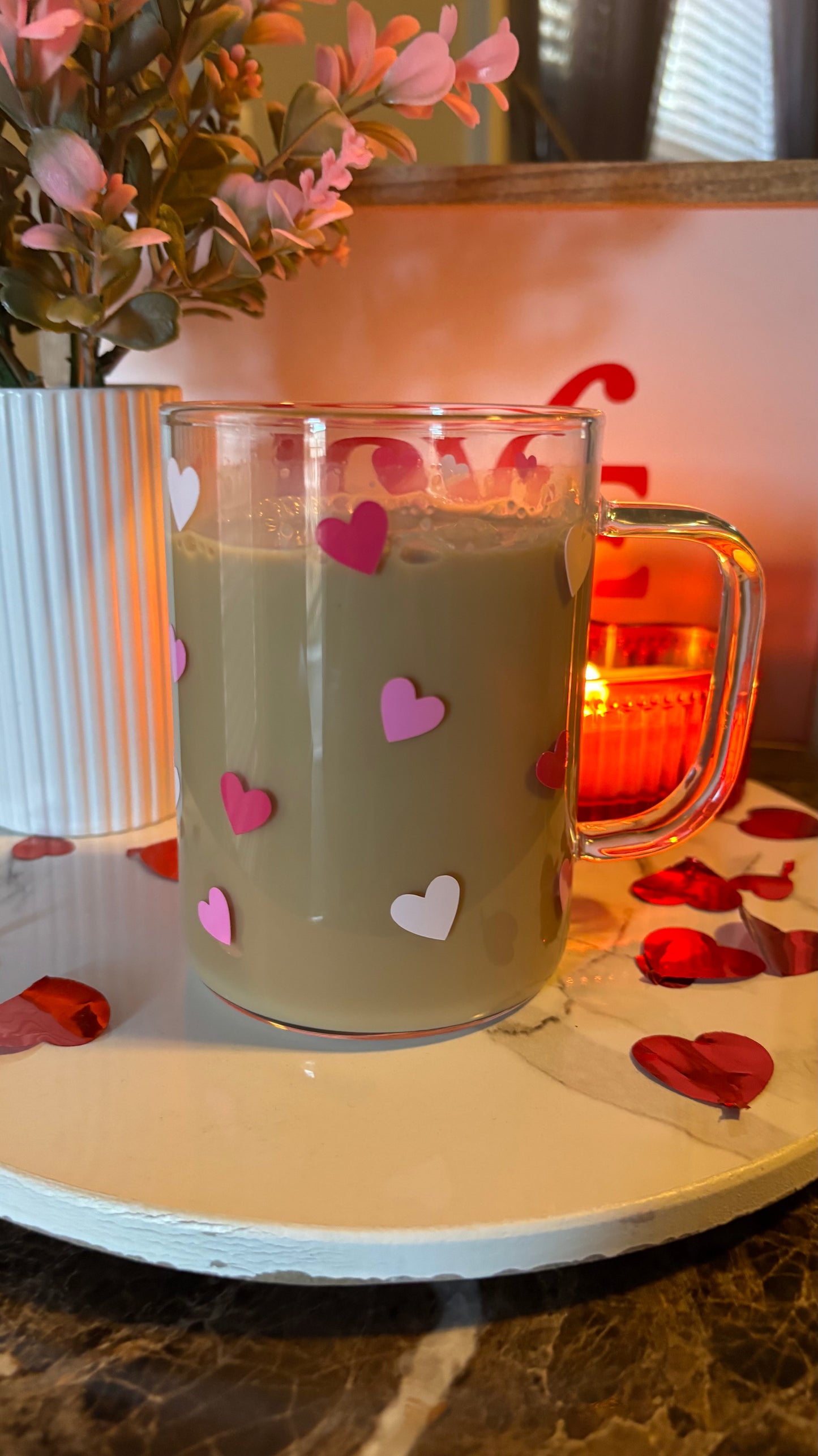 Mama hearts 16oz glass mug