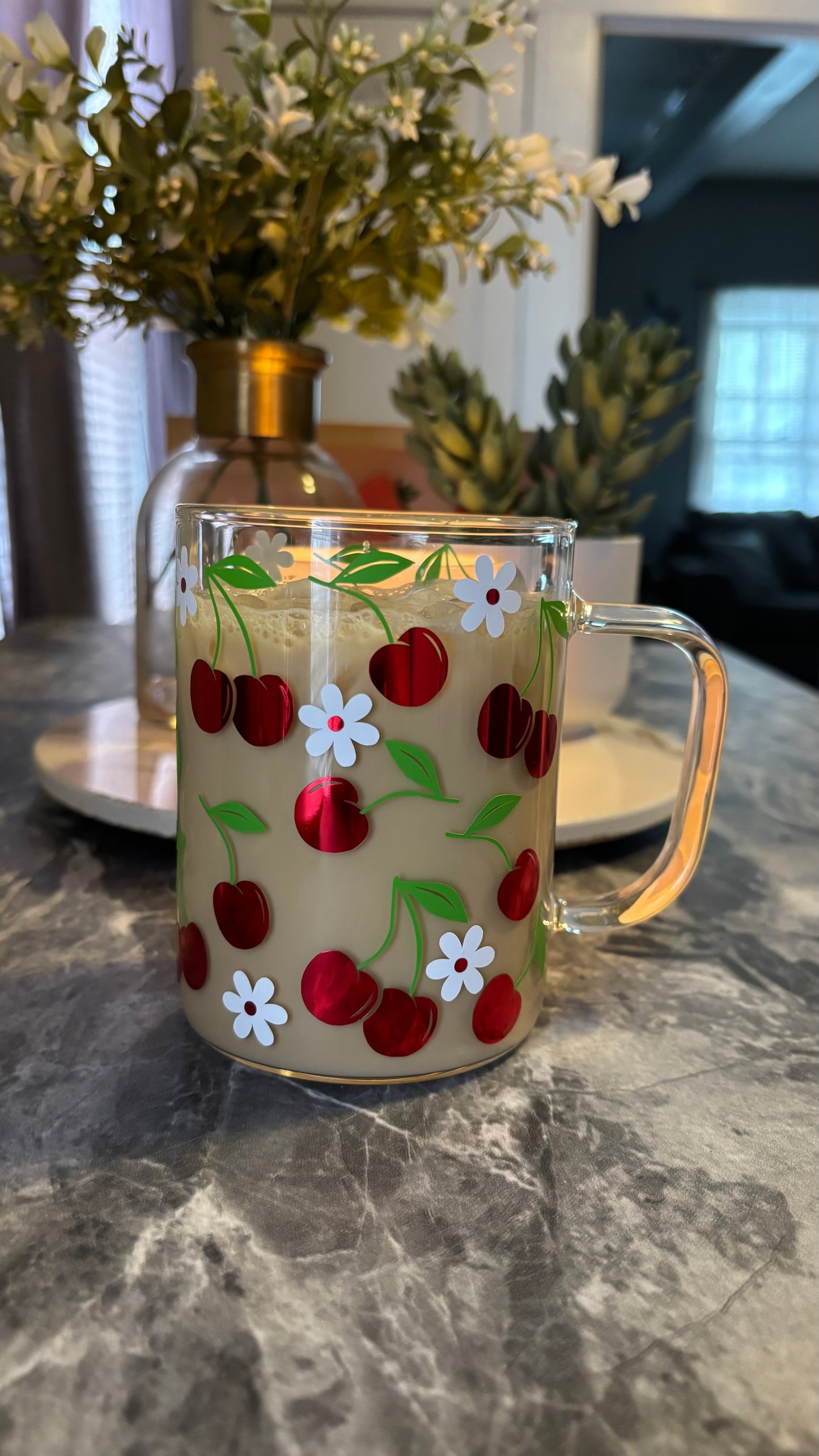 Cherry glass mug