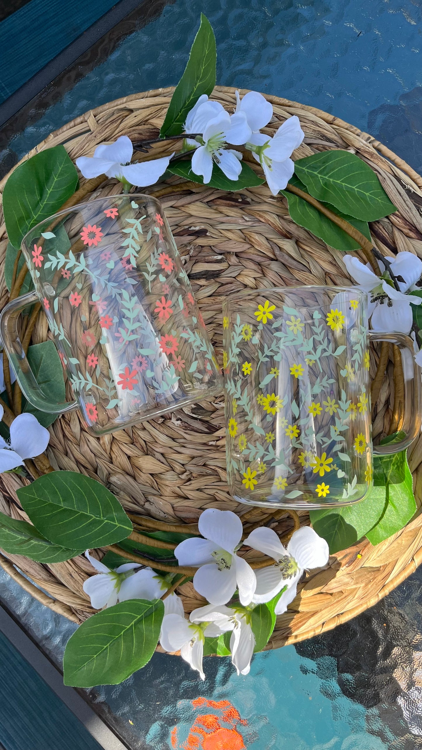 Spring flowers 16oz glass mug