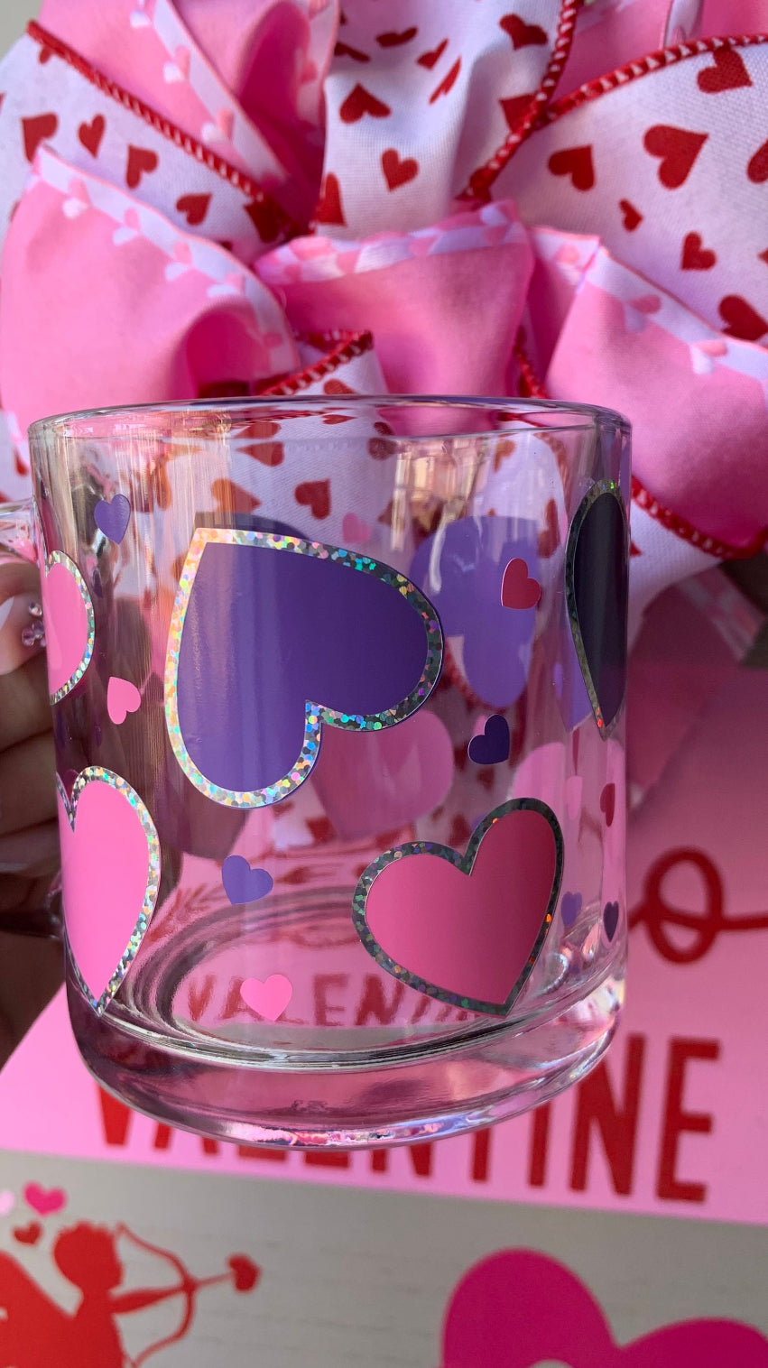 Hearts glass mug