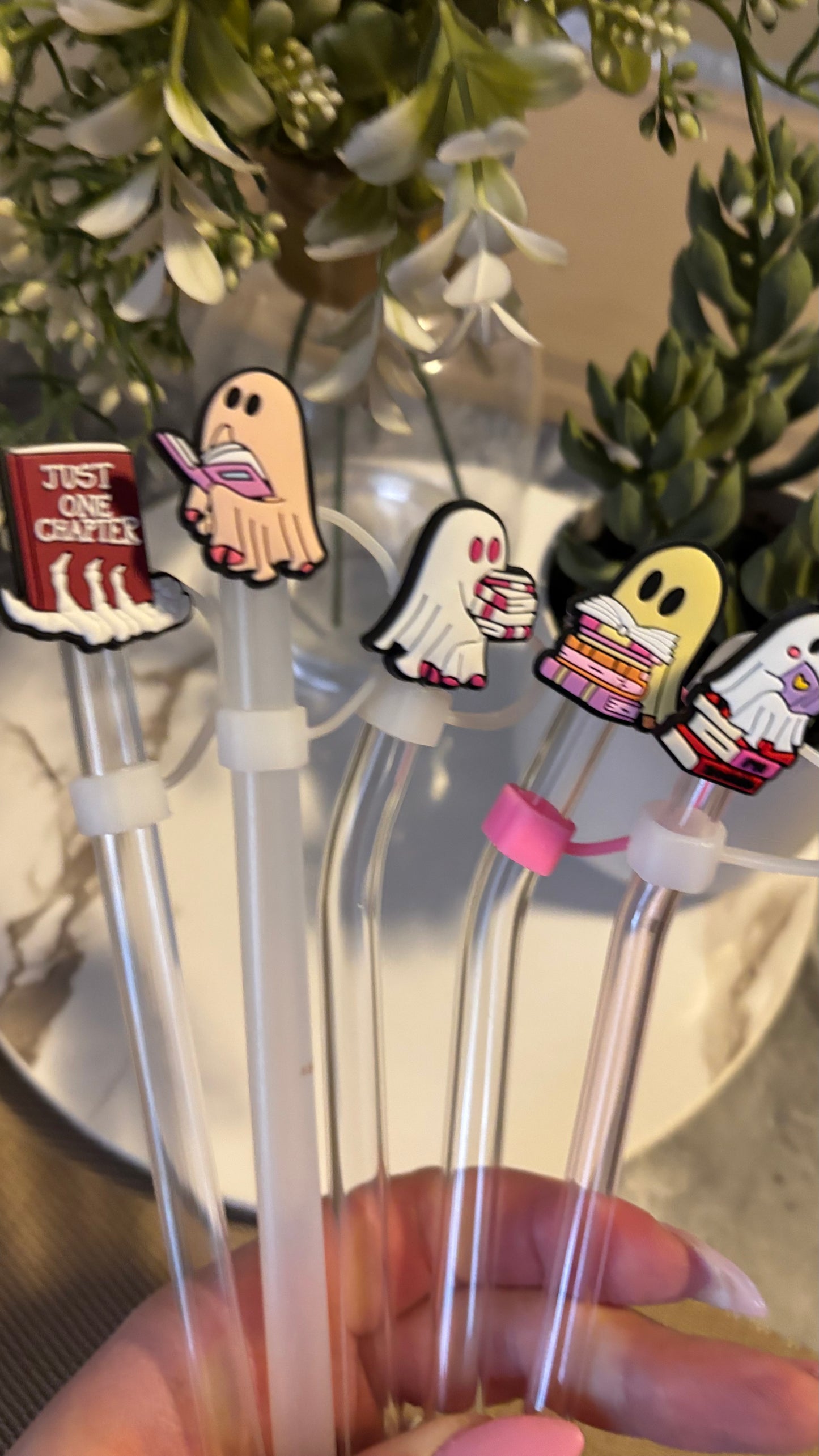 Bookish ghost straw topper