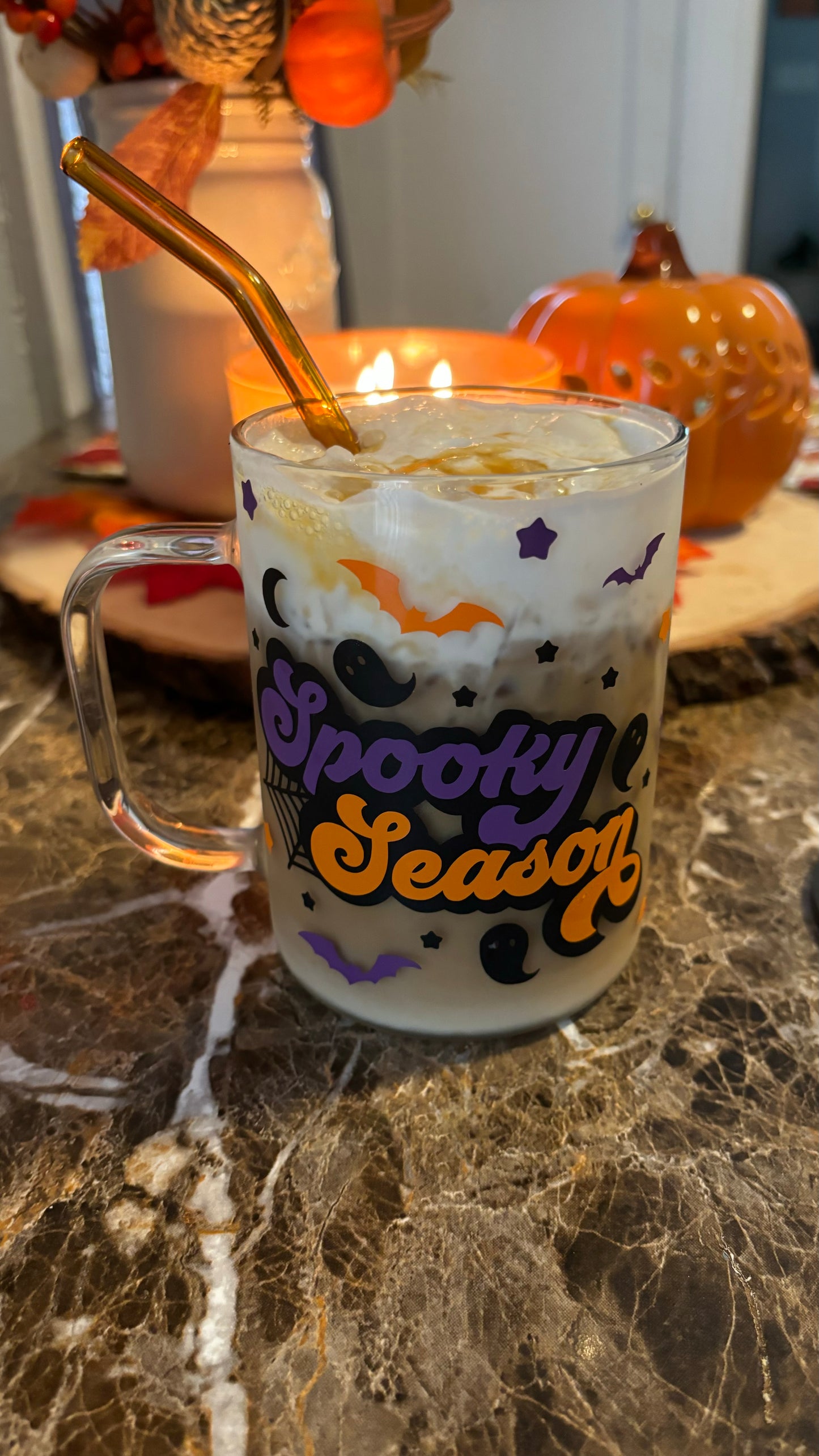 Spooky season glass mug