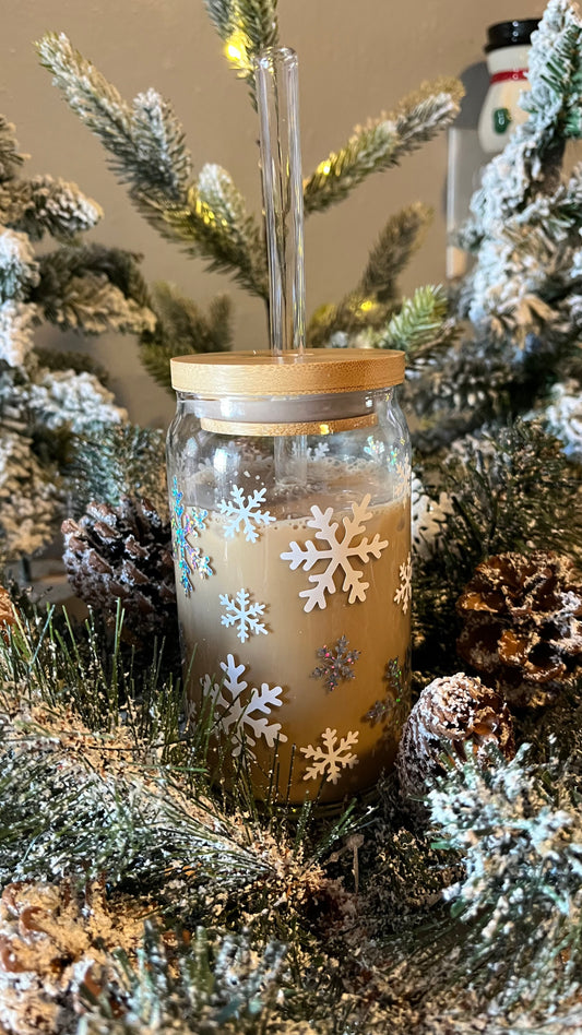 Snowflake glass cup