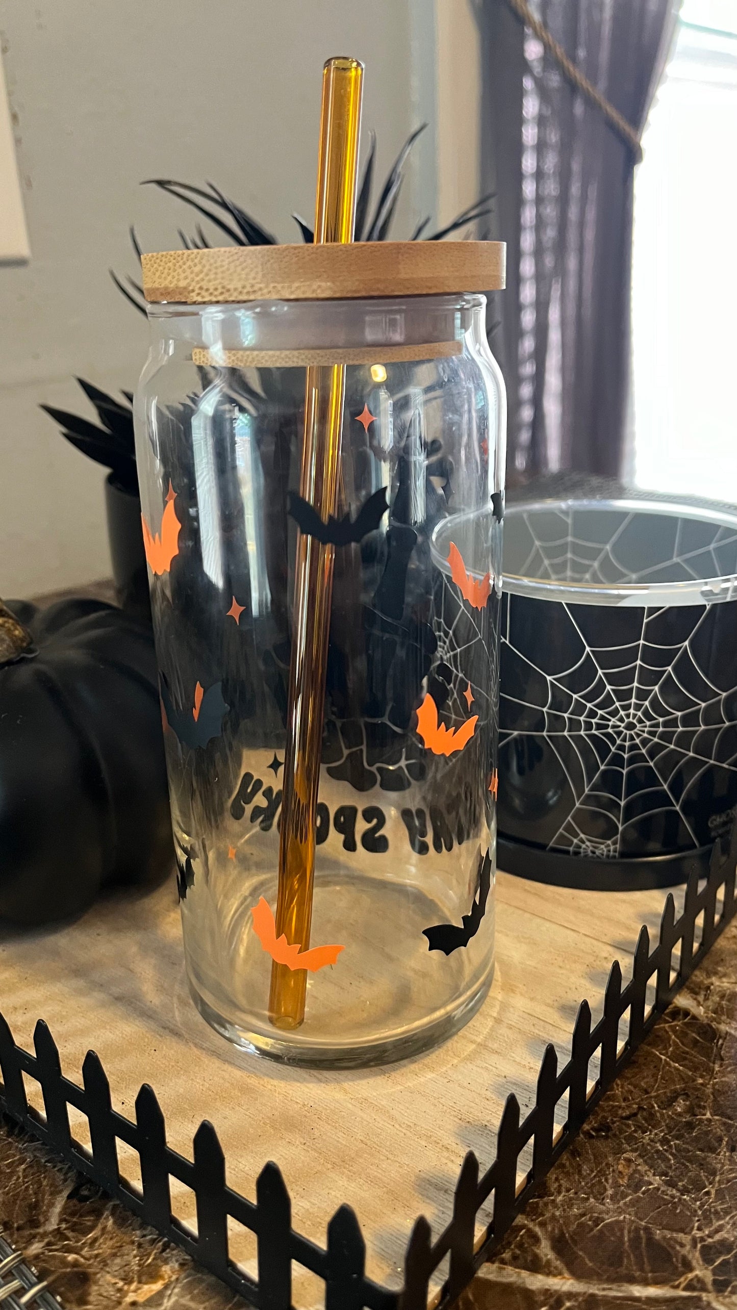 Stay spooky glass cup