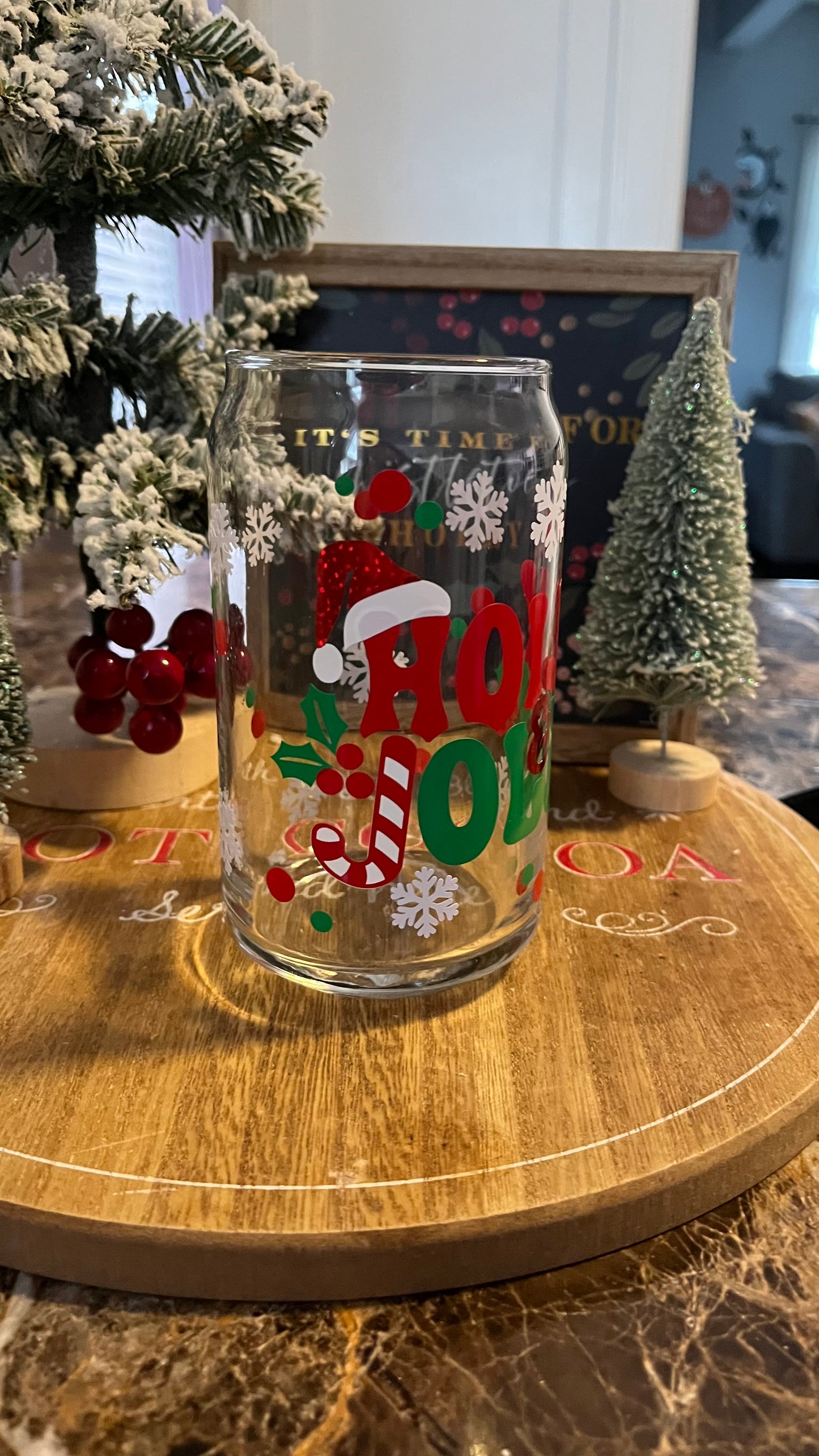 Holly jolly glass cup