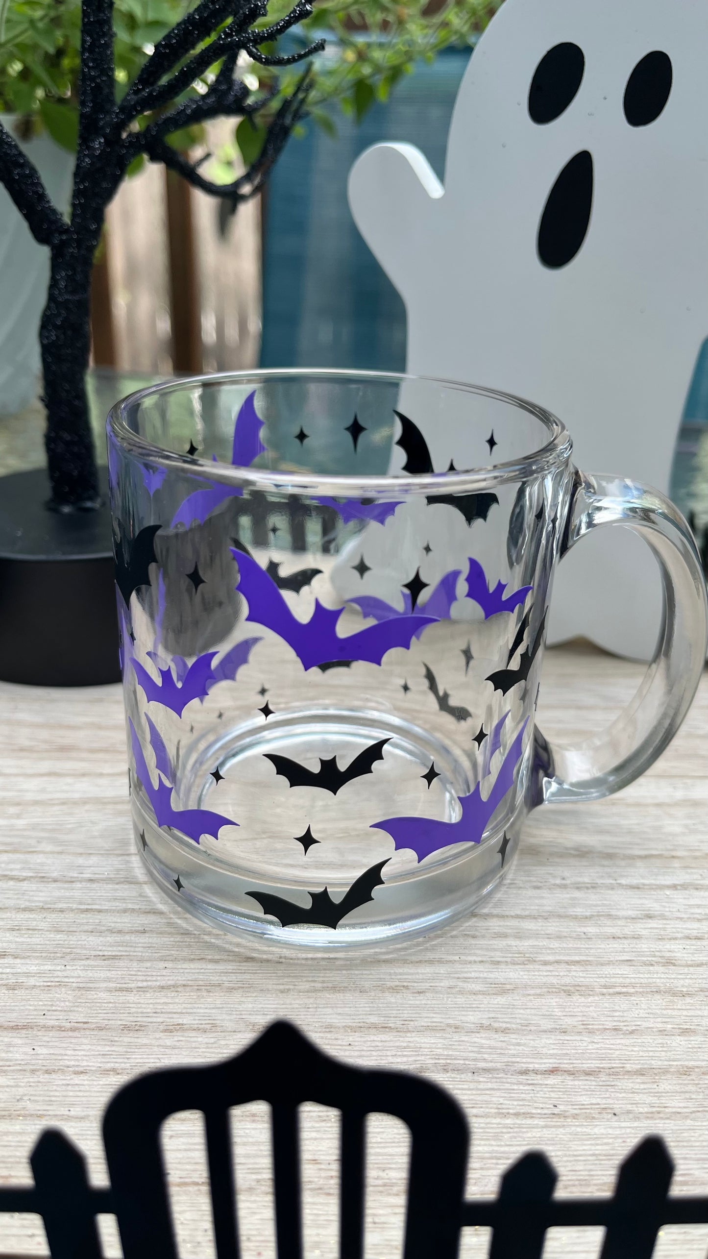 Black and purple bats mug