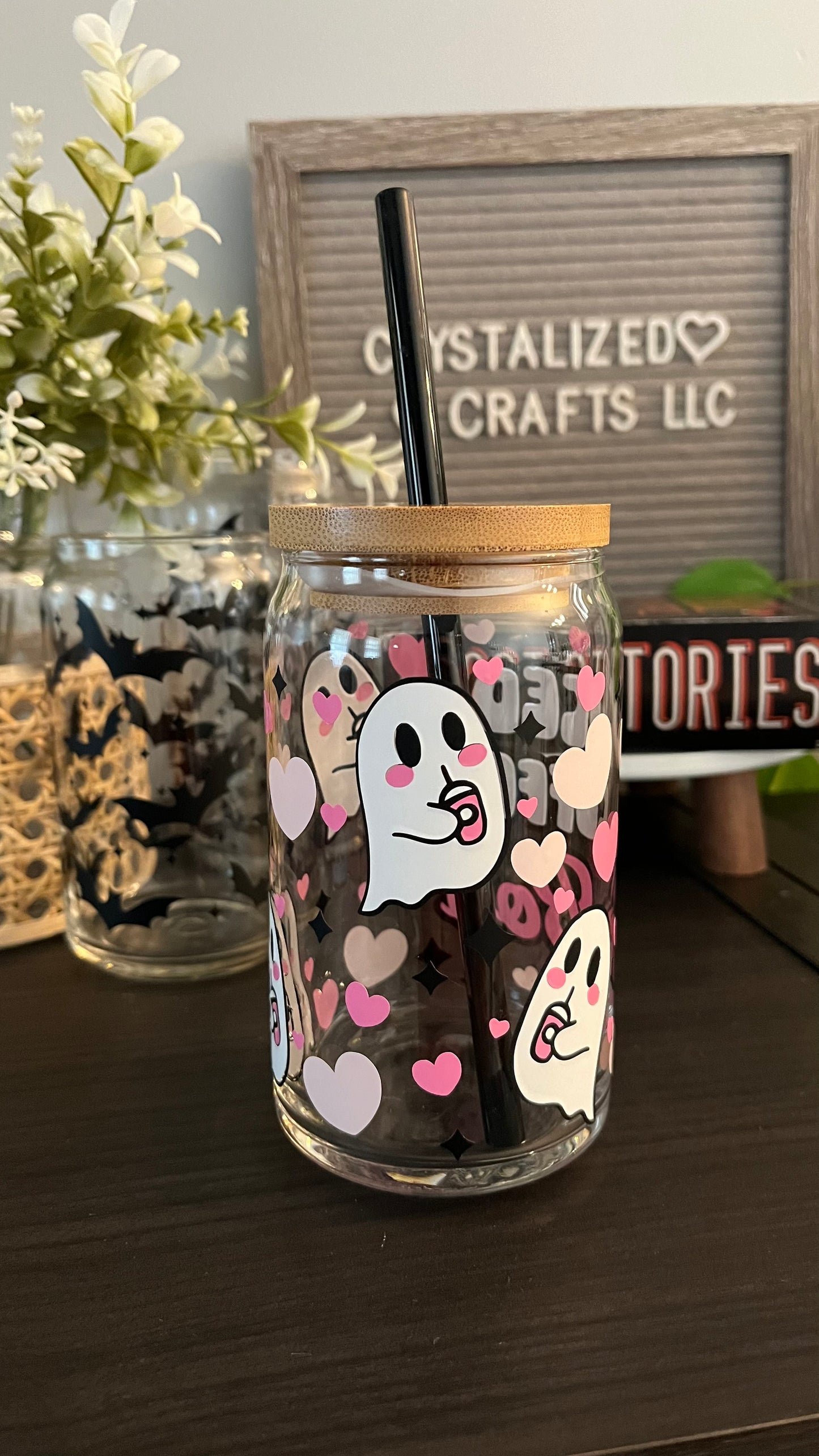 Iced coffee boo ghost glass cup