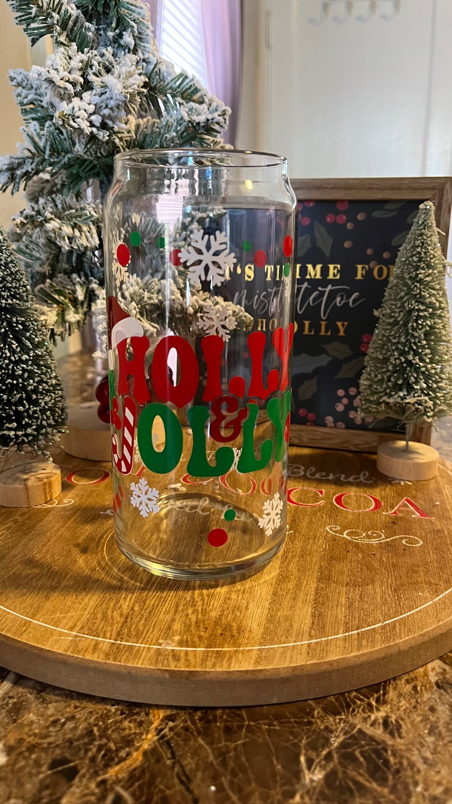 Holly jolly glass cup