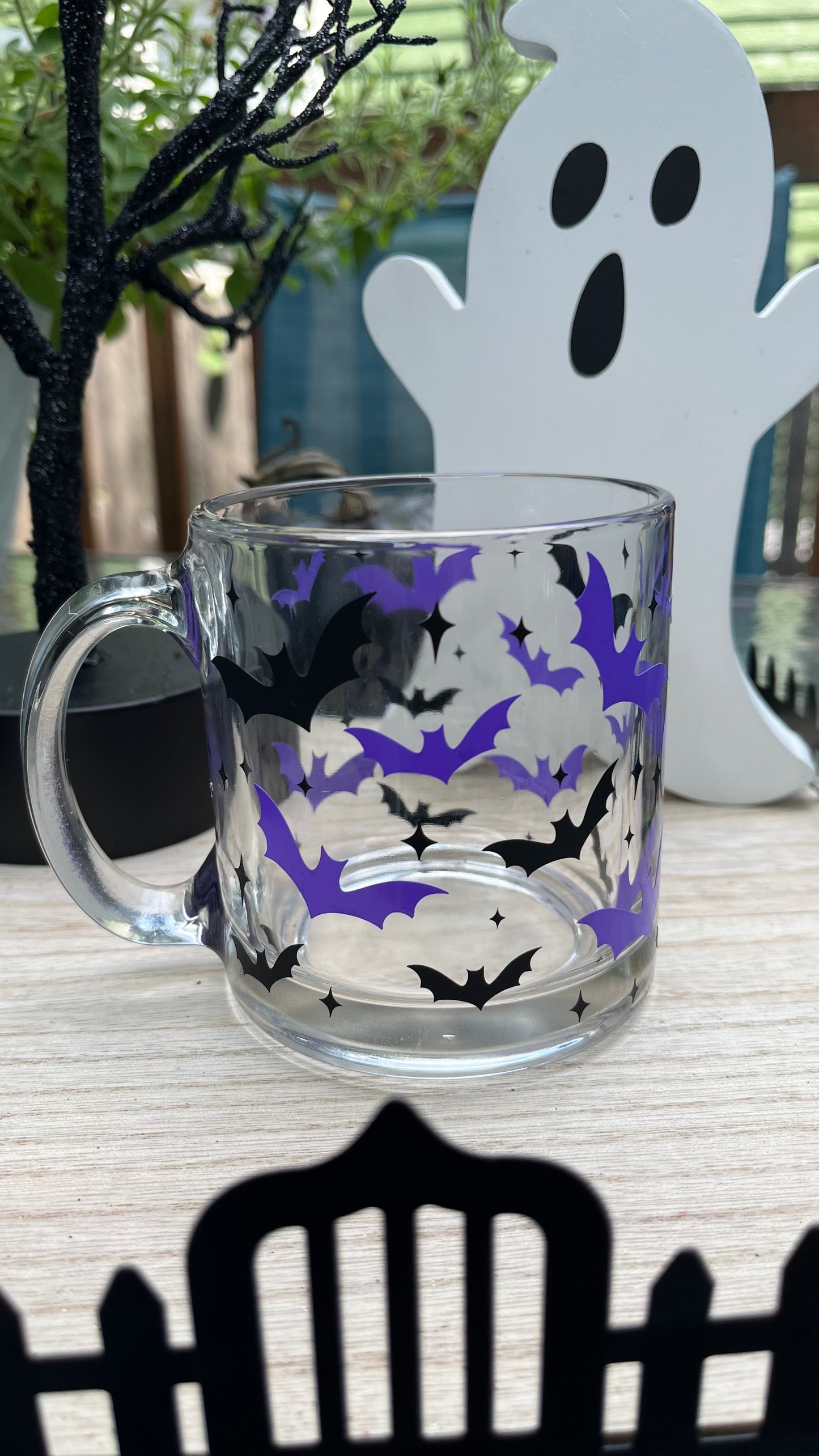 Black and purple bats mug