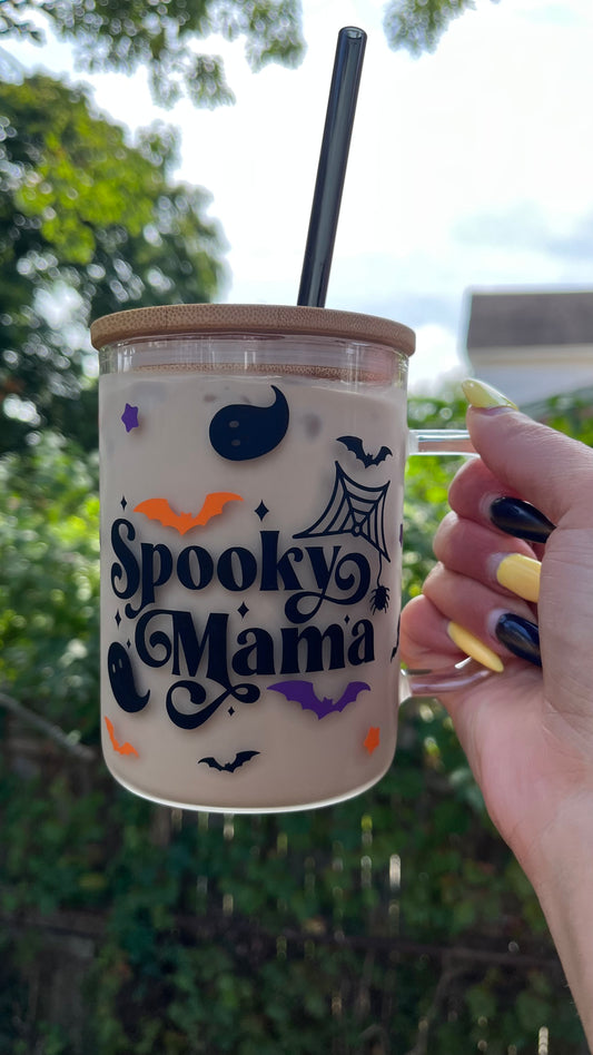 Spooky mama glass mug