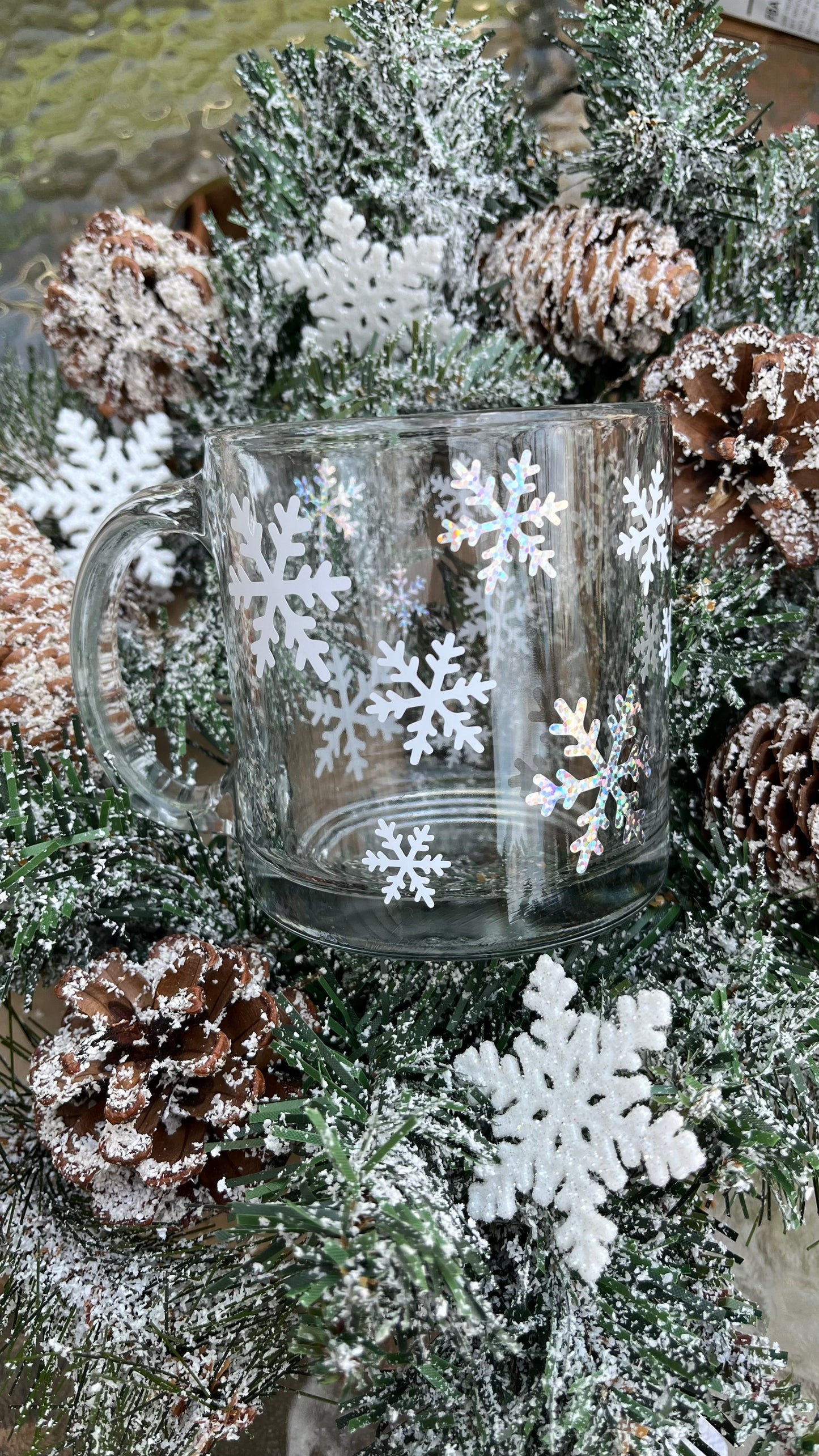 Snowflake glass mug