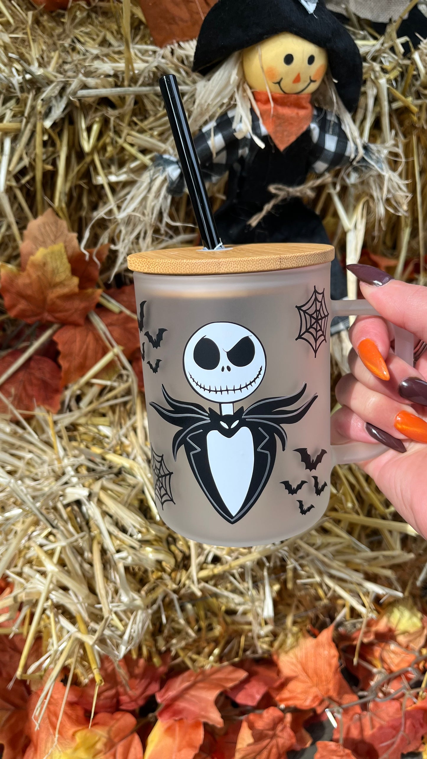 Jack Skellington frosted glass mug