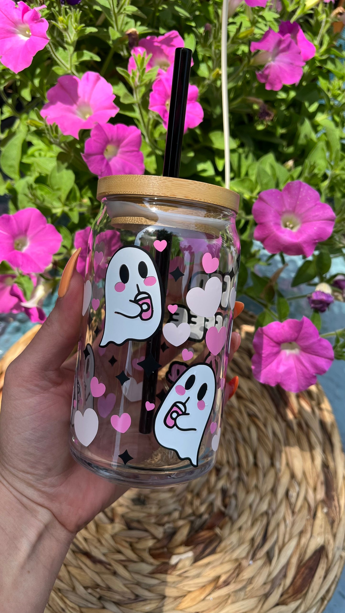 Iced coffee boo ghost glass cup