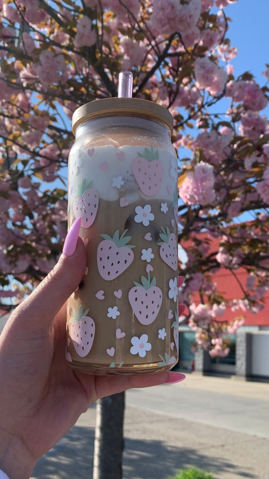 Pink strawberry glass