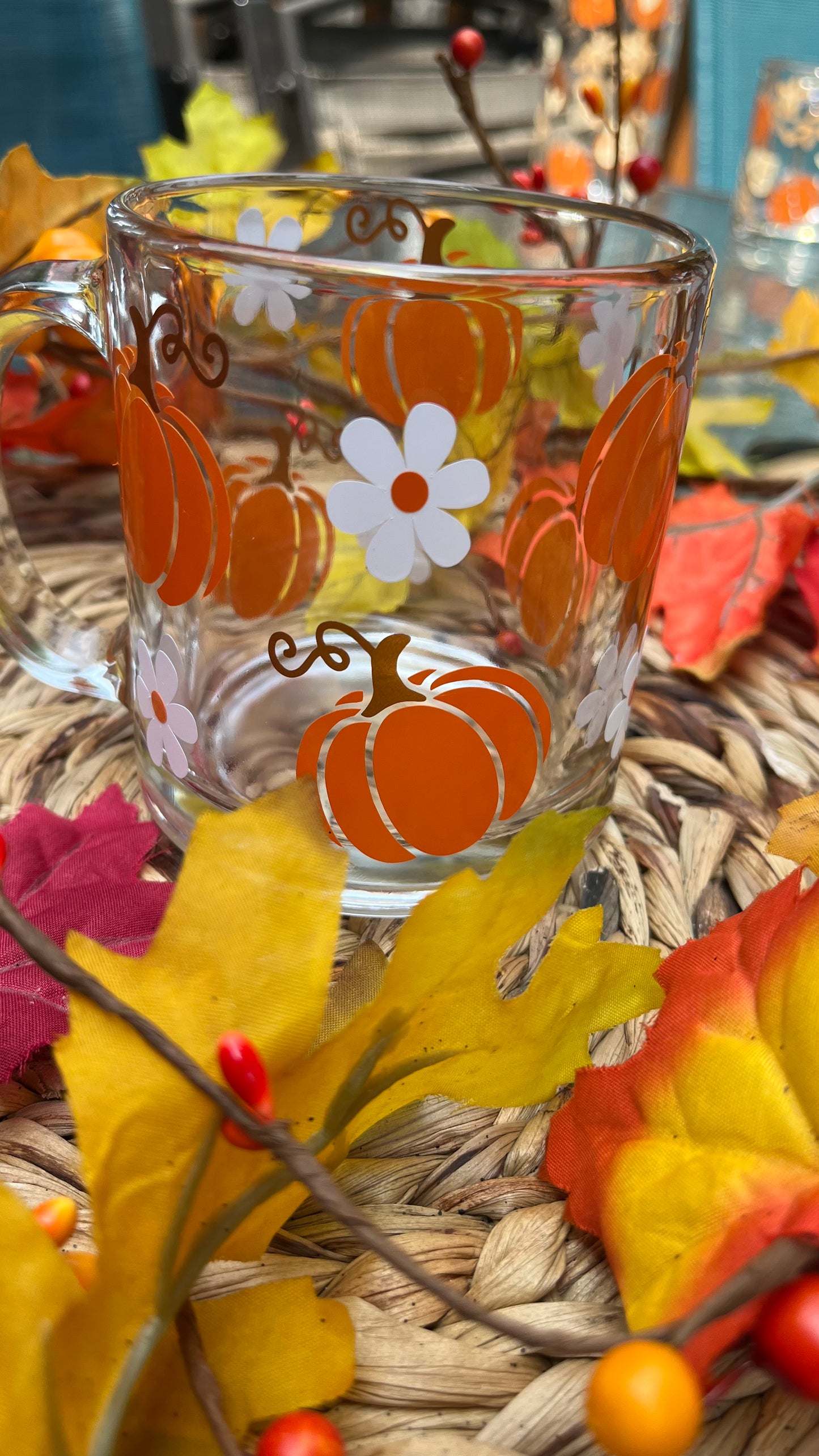 Pumpkin daisies mug