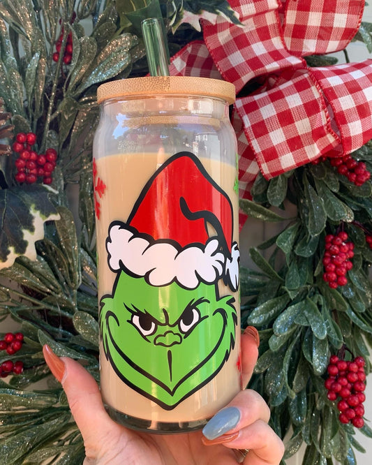 The grinch glass cup