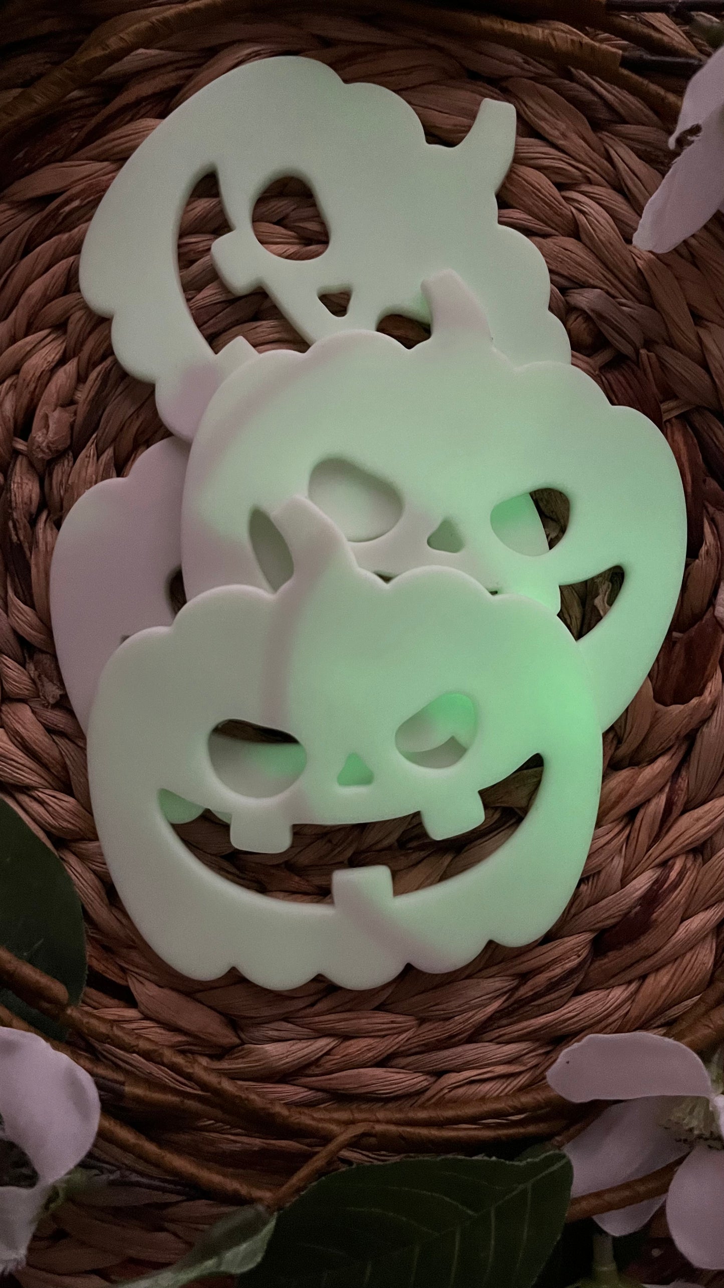 Glow in the dark pumpkin coaster