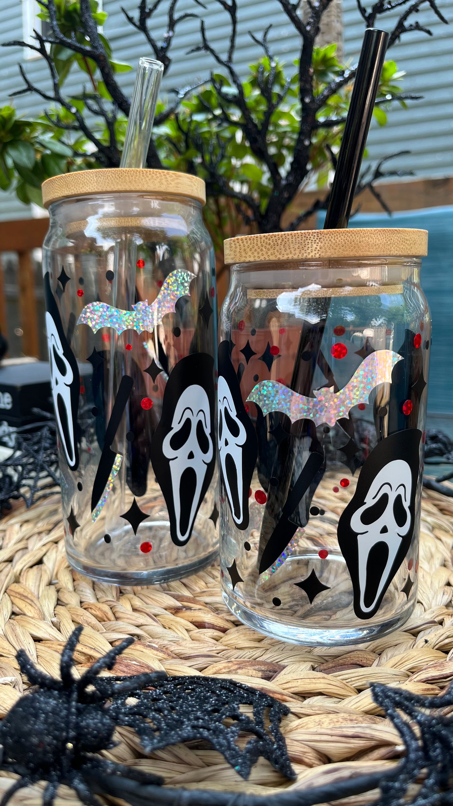 Halloween ghost face glass