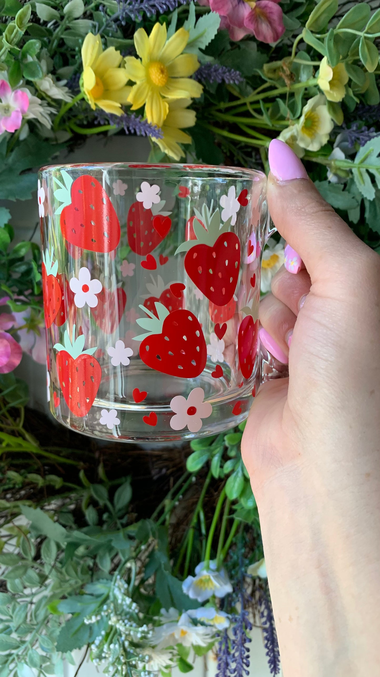 Strawberry hearts mug