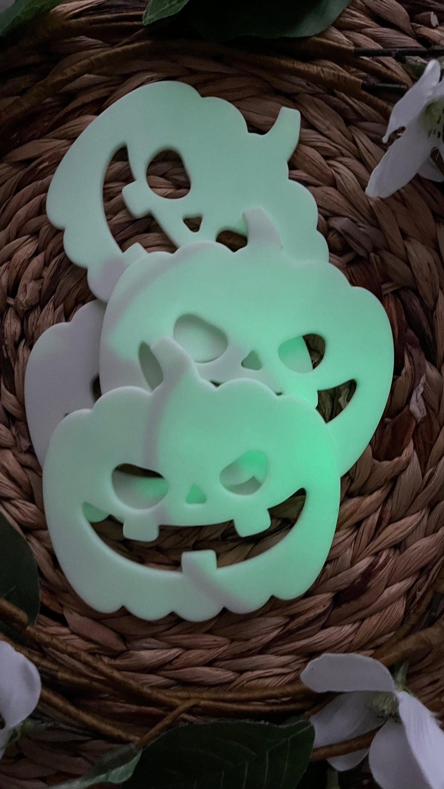 Glow in the dark pumpkin coaster