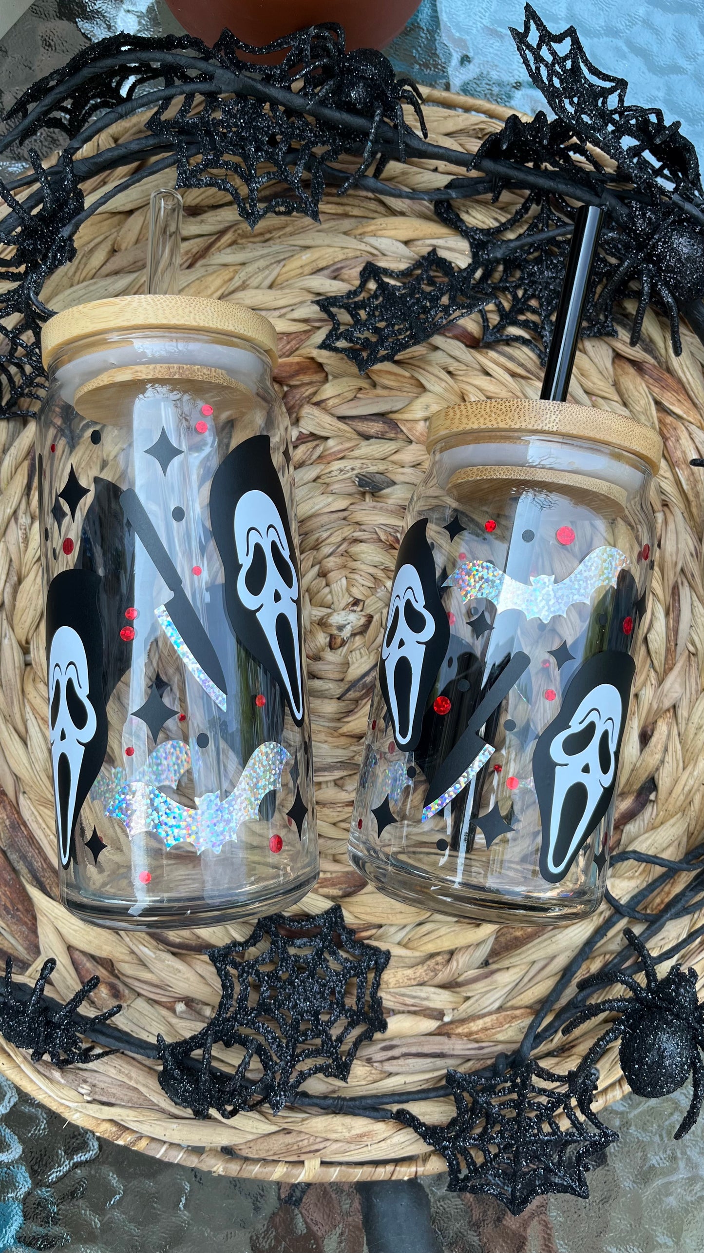 Halloween ghost face glass