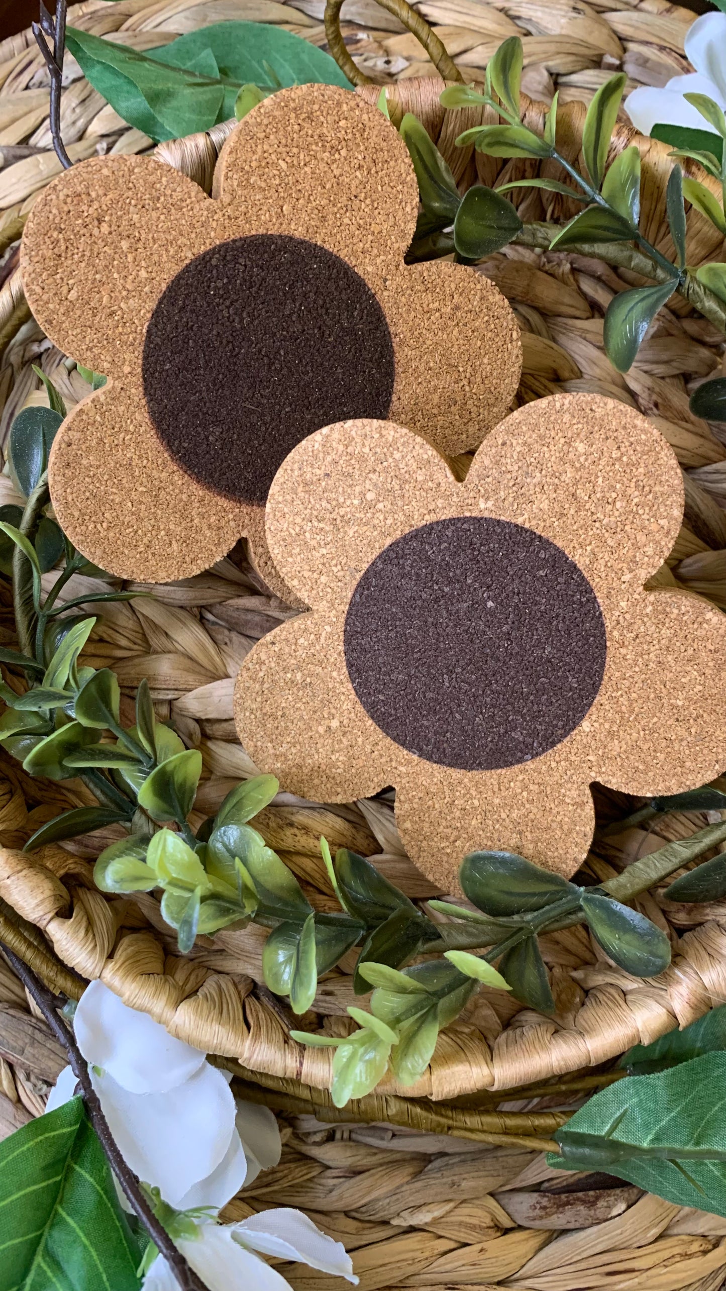 Flower cork coaster