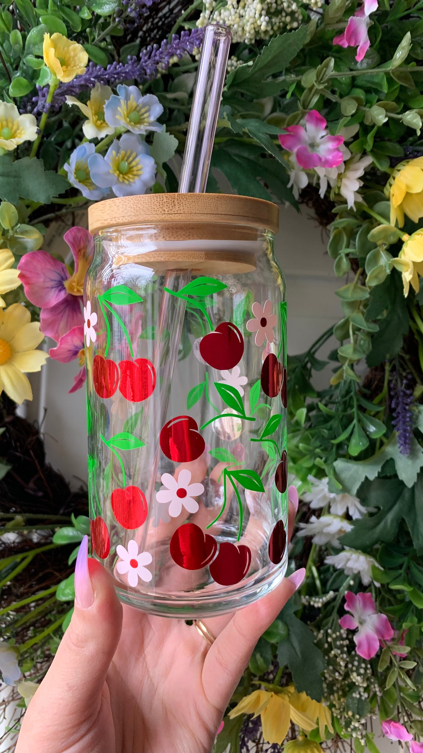 Spring cherries glass