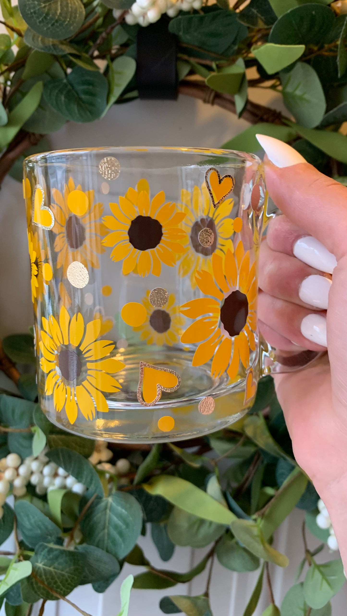 Sunflower glass mug