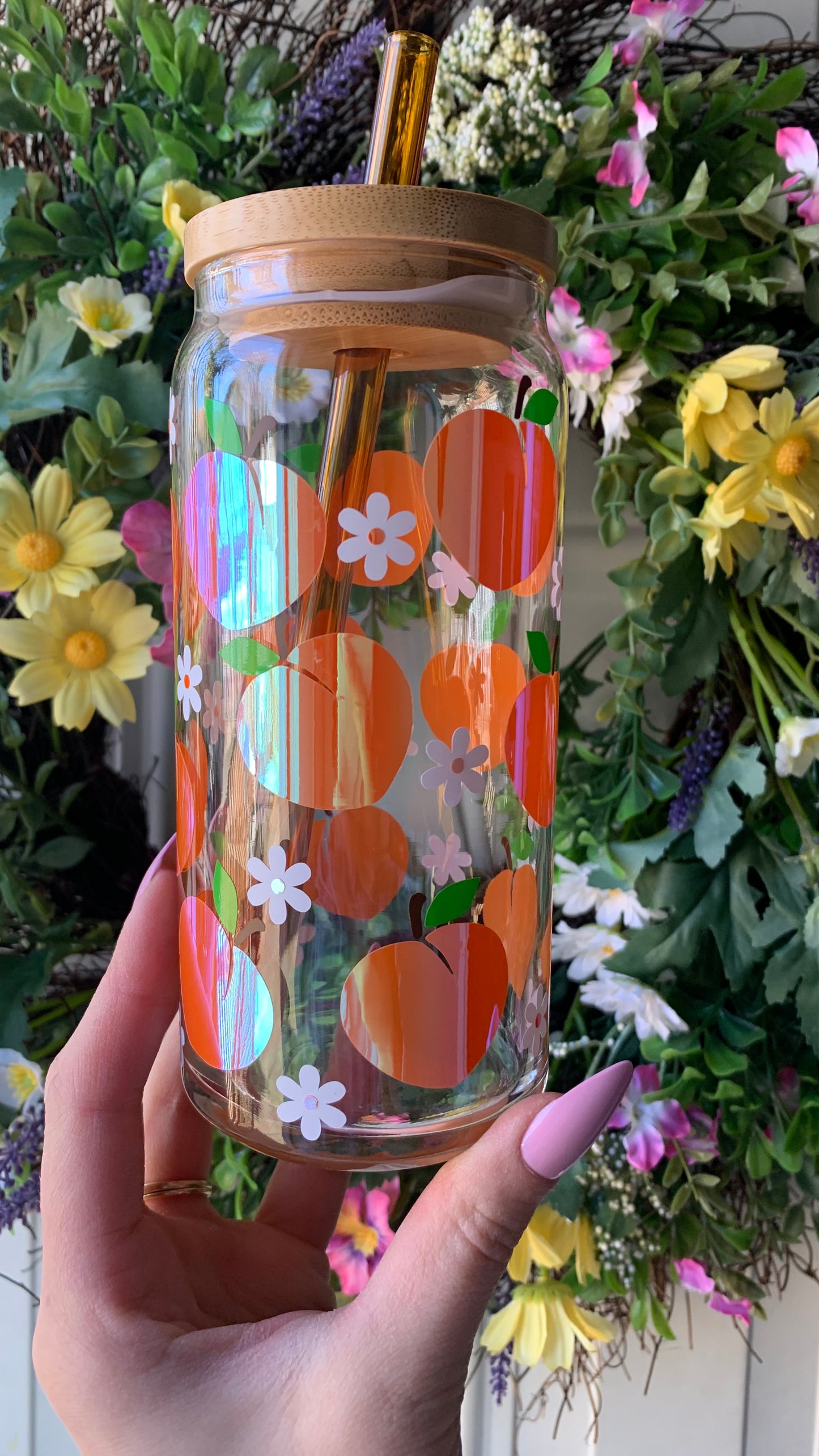 Spring peaches glass