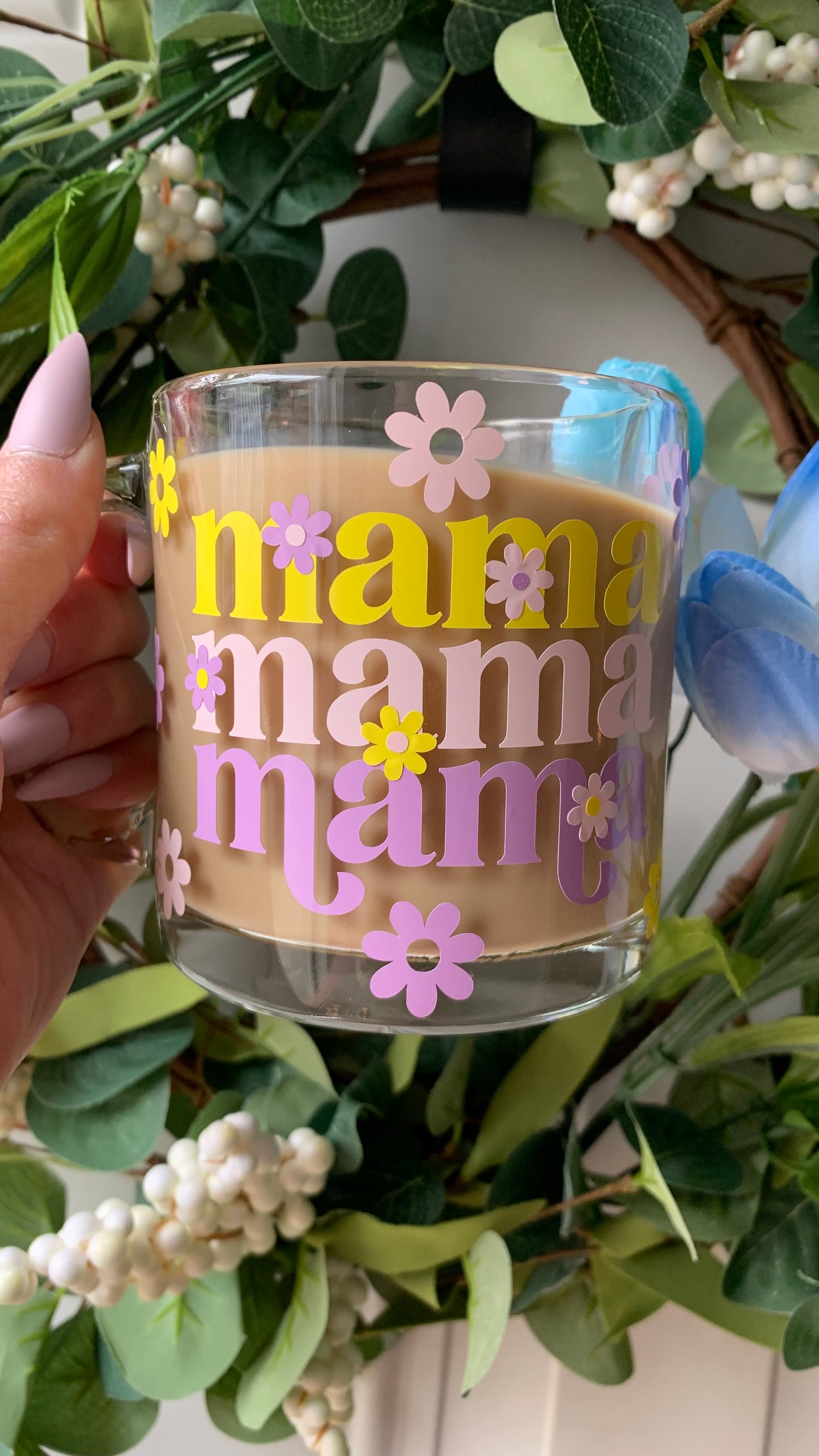 Mama flowers glass mug