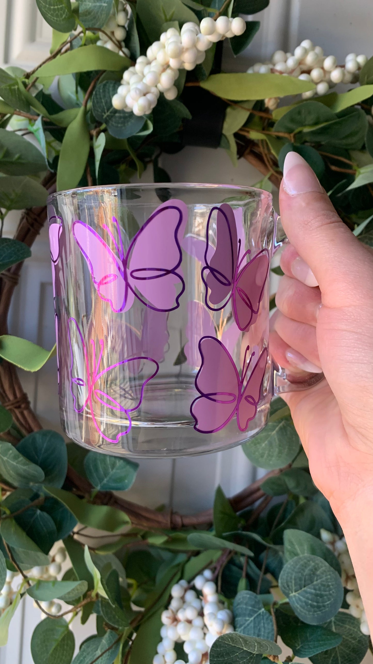 Butterflies glass mug