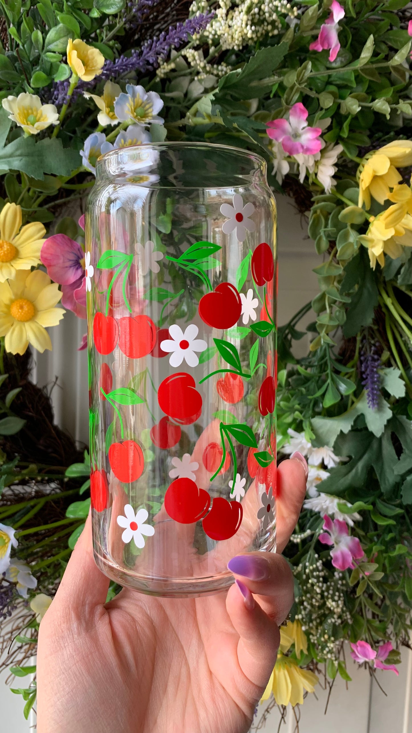 Spring cherries glass