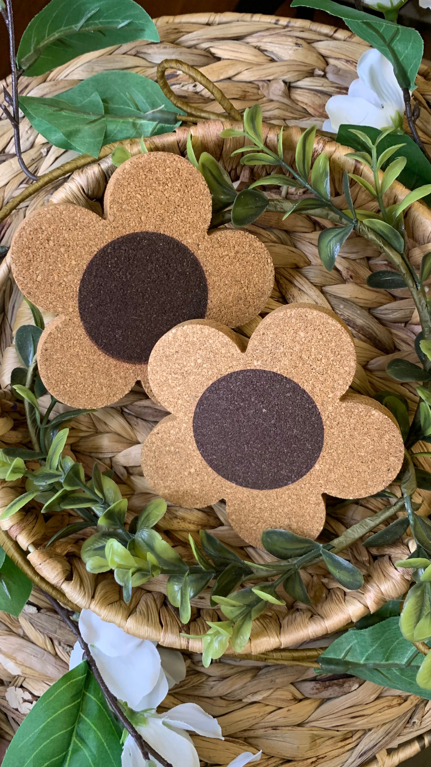 Flower cork coaster