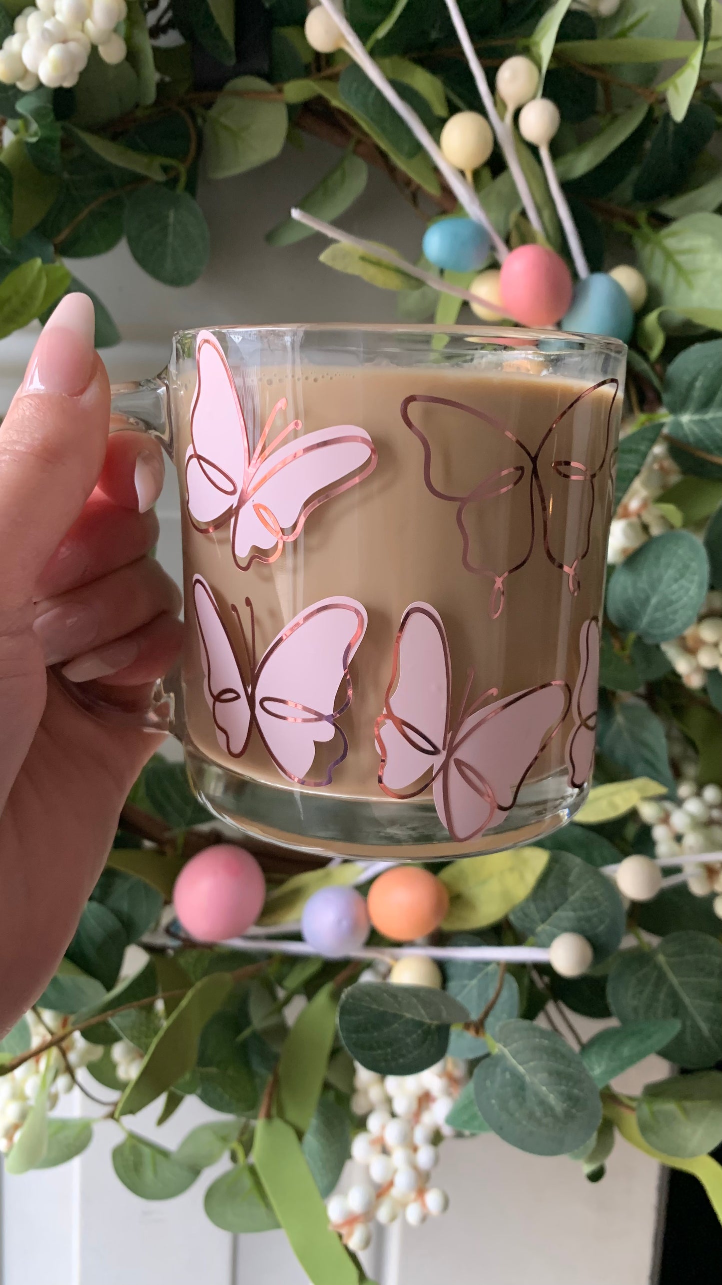 Butterflies glass mug