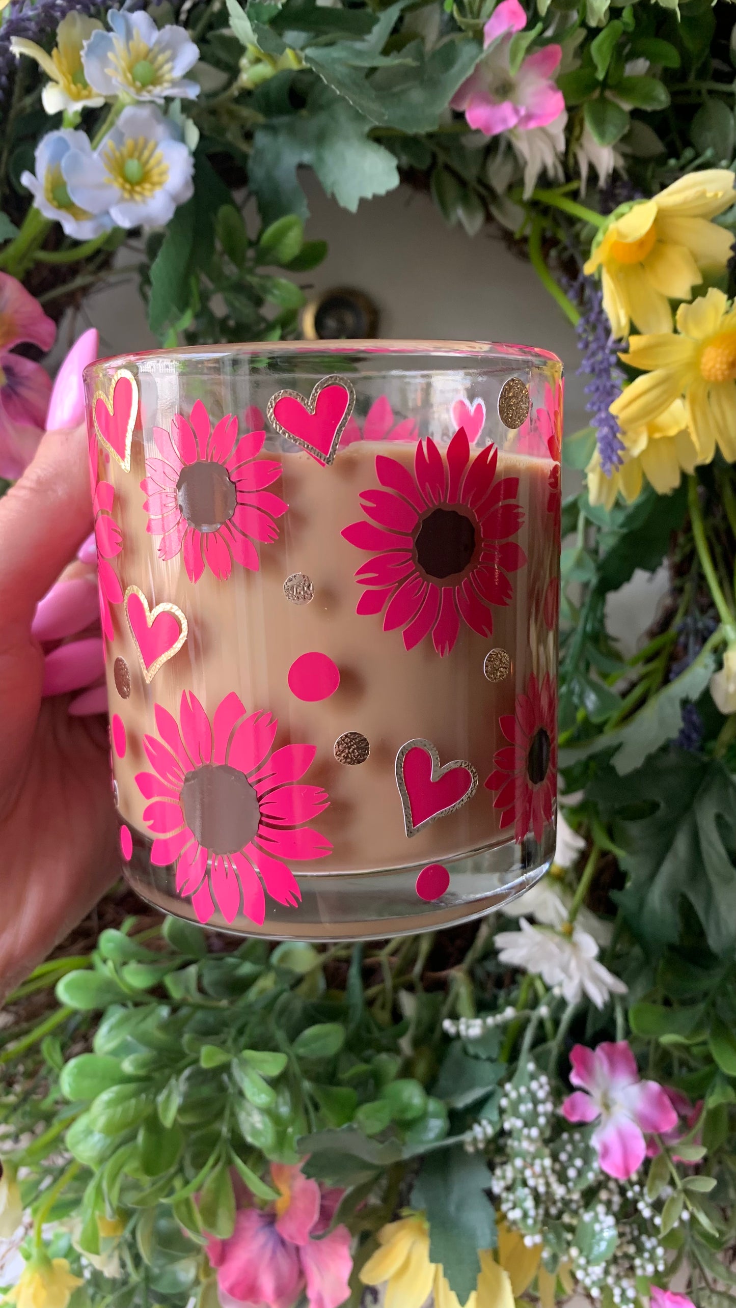 Sunflower glass mug