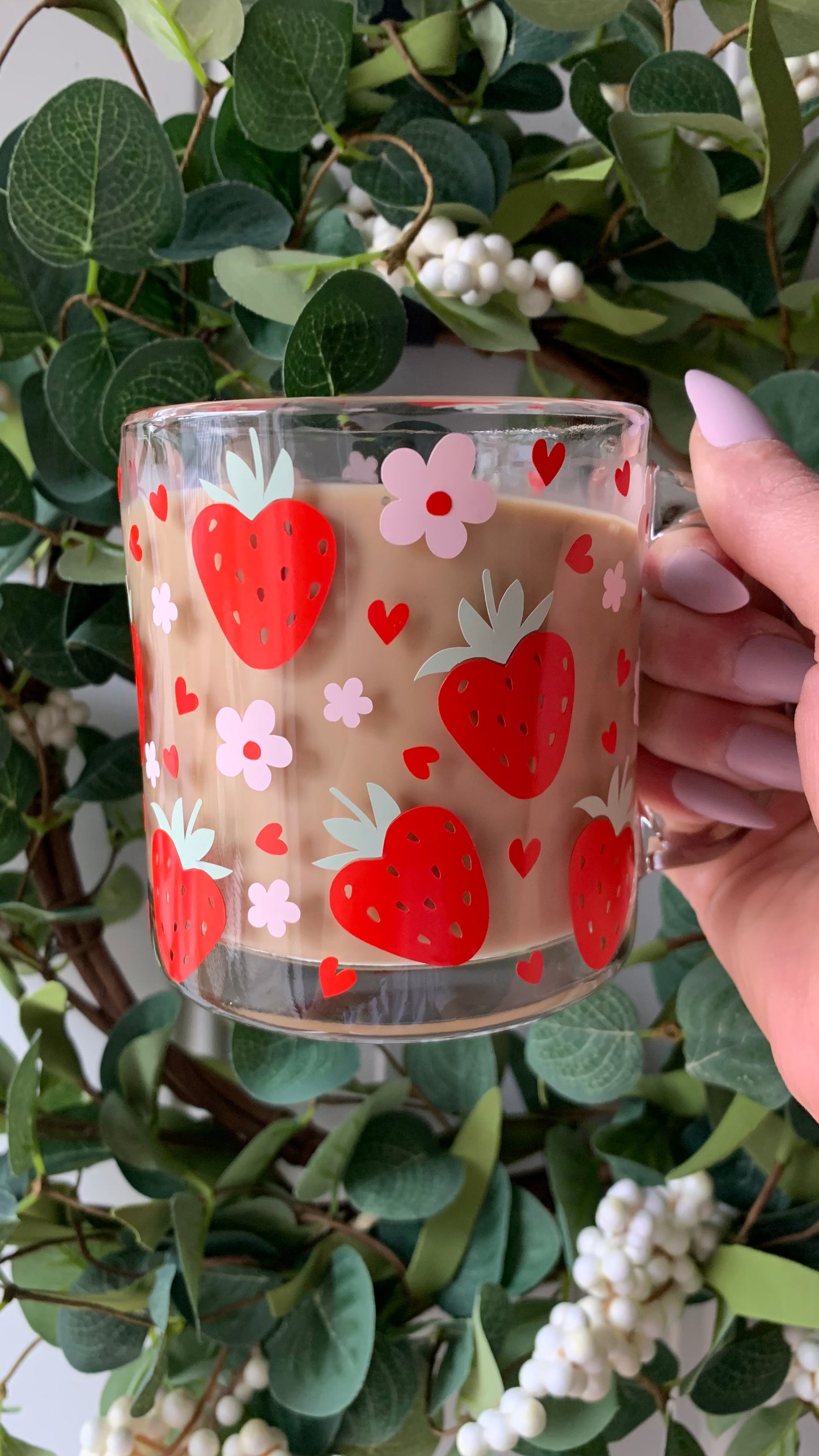 Strawberry hearts mug