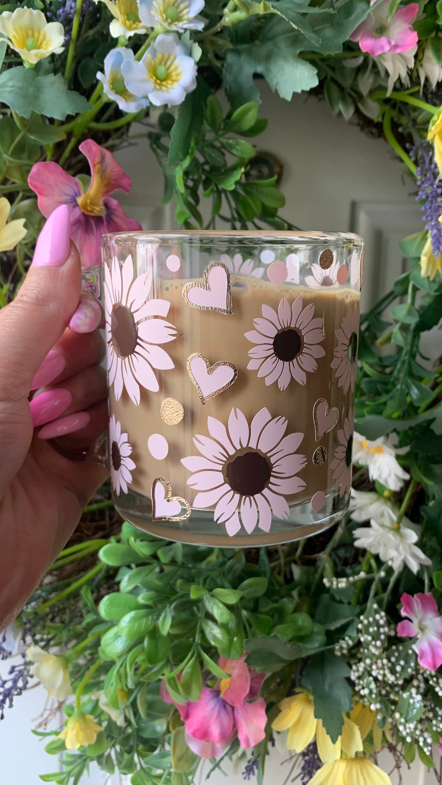 Sunflower glass mug