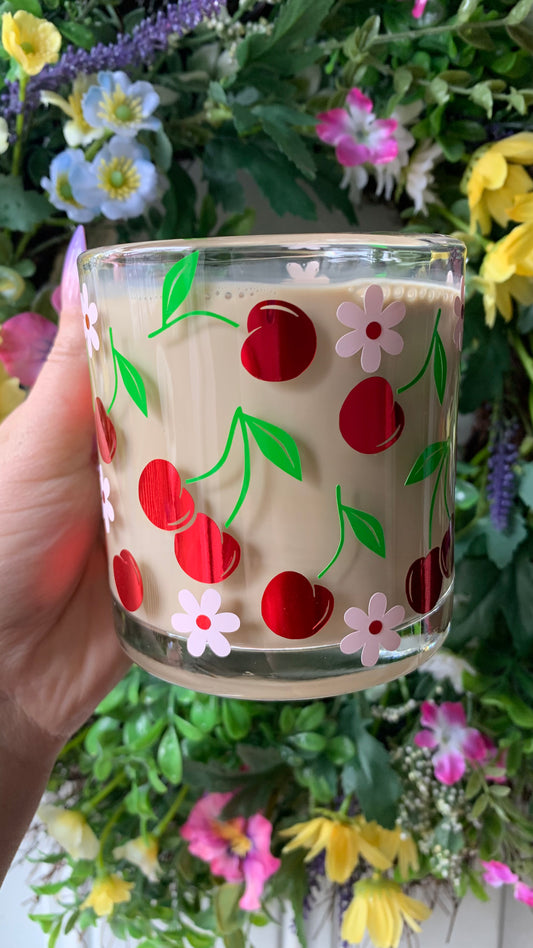 Spring cherries glass mug