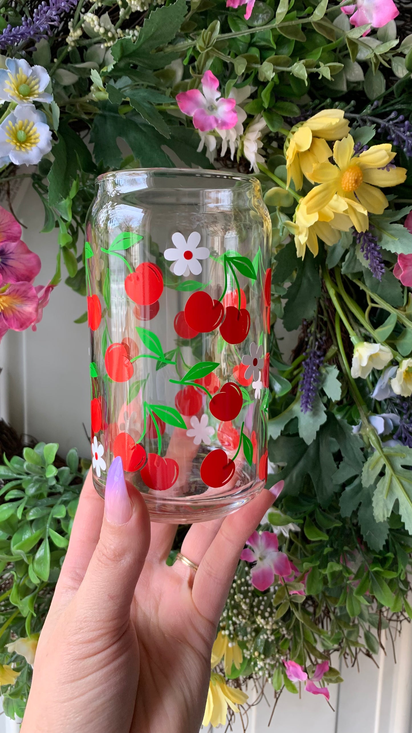 Spring cherries glass