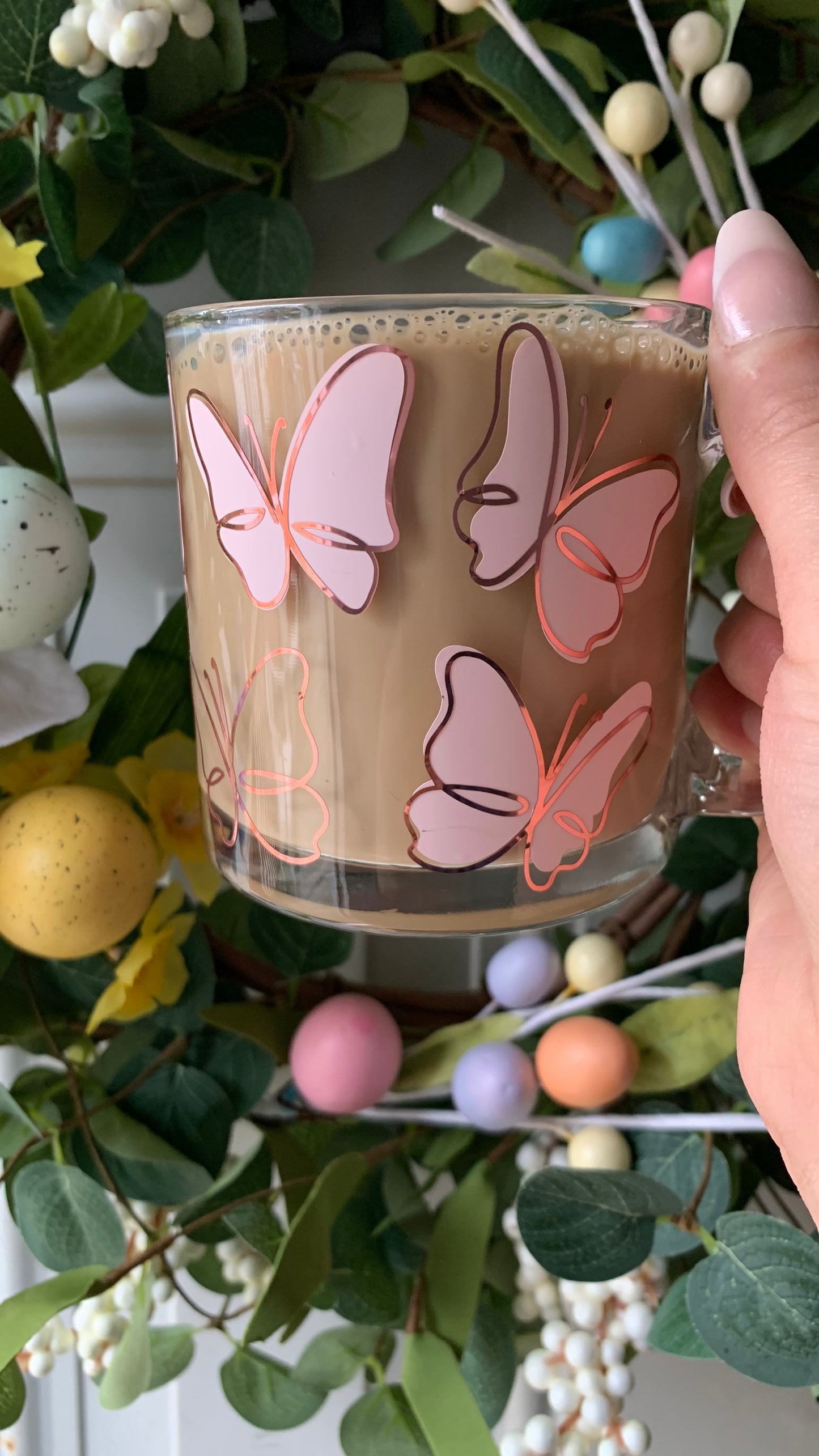 Butterflies glass mug