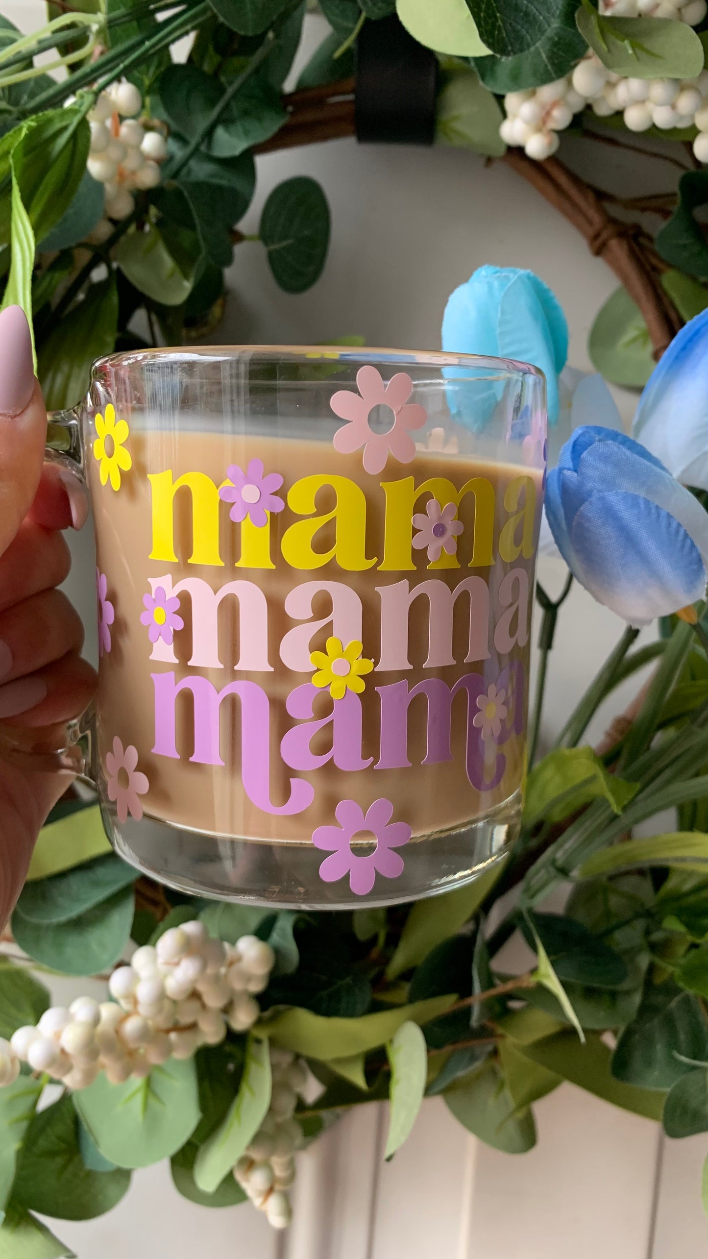 Mama flowers glass mug