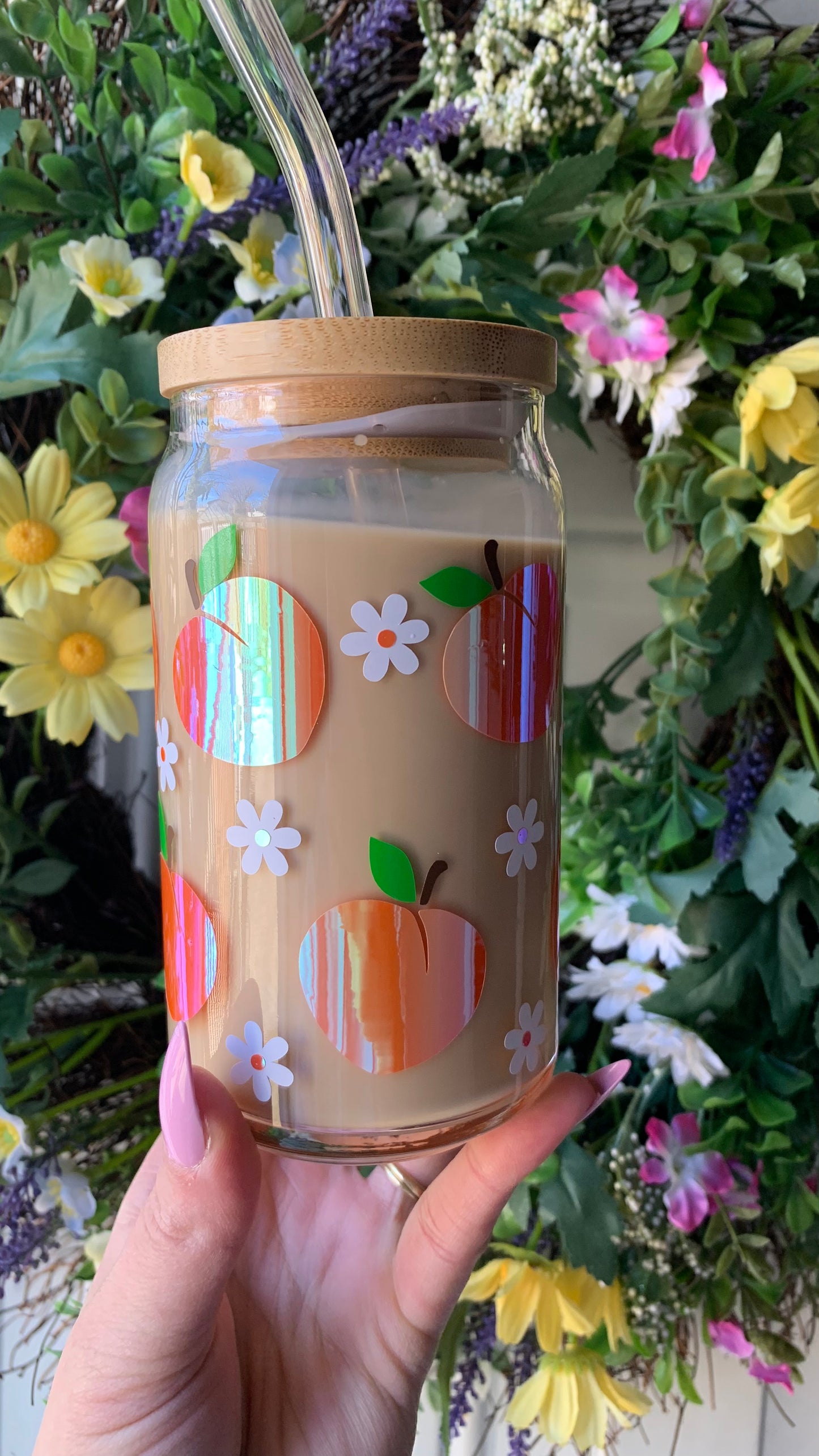 Spring peaches glass