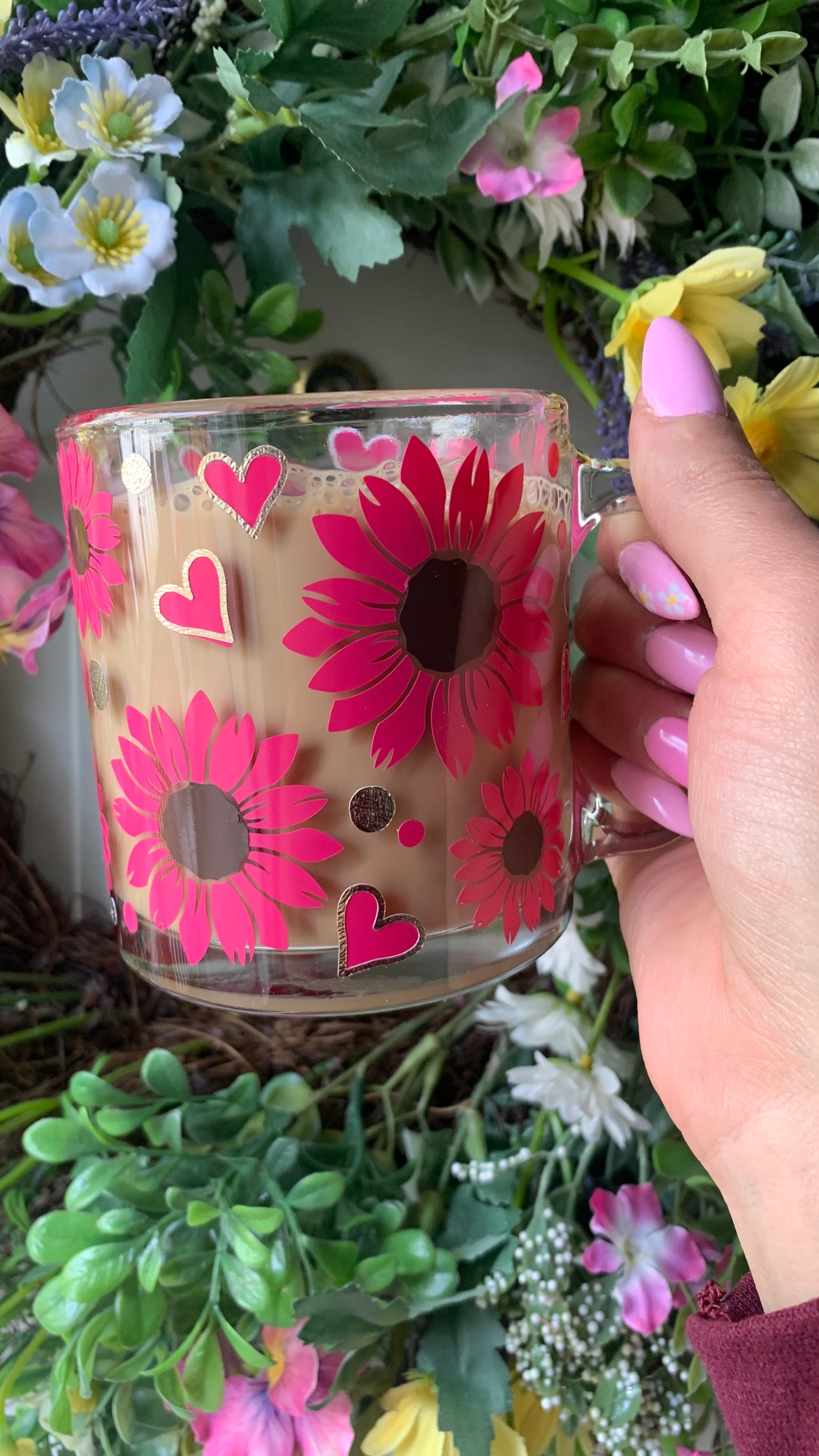 Sunflower glass mug